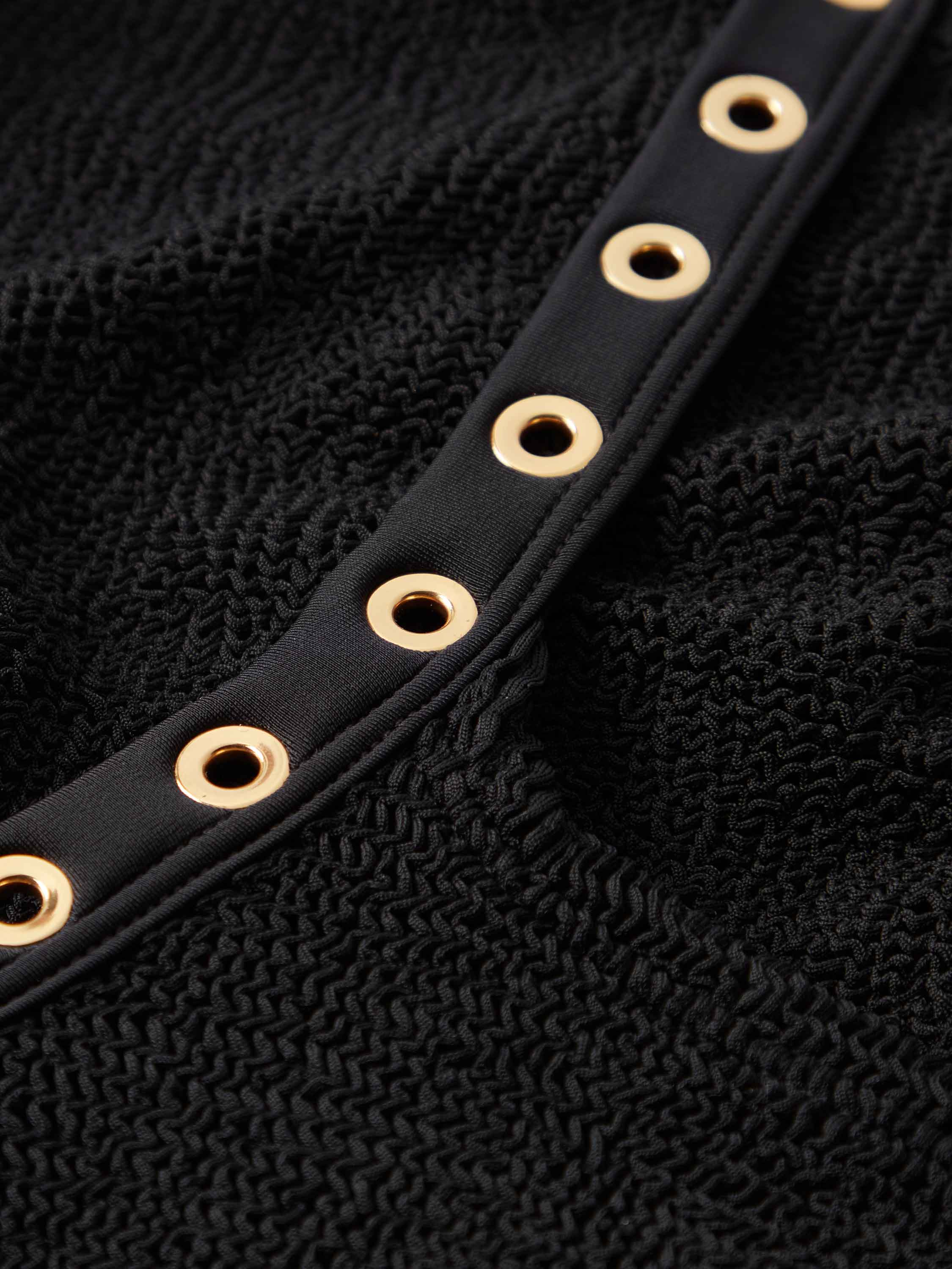 Anora Eyelet Dress - Black/Gold