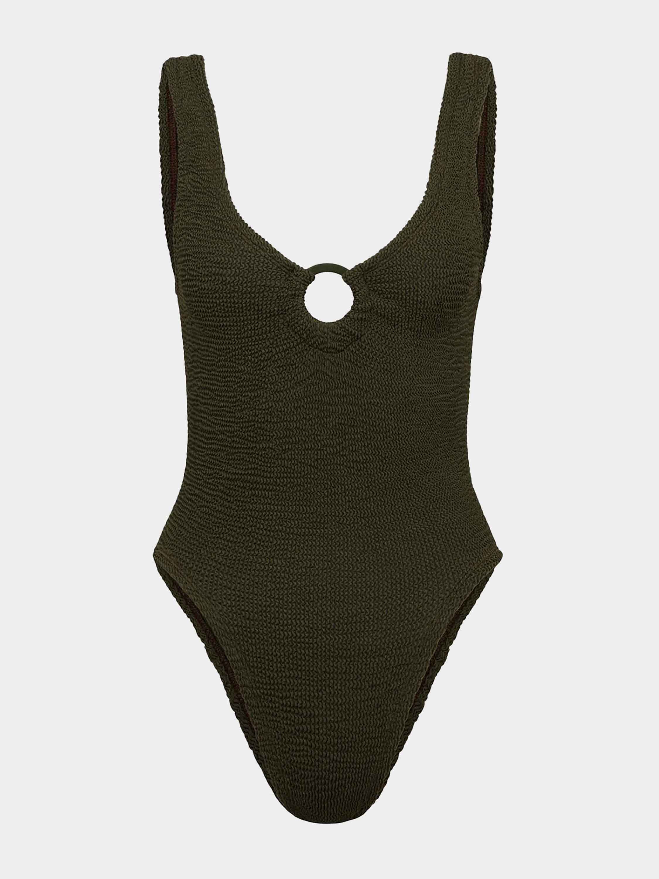 Celine Swim With Tonal Hoops - Metallic Khaki