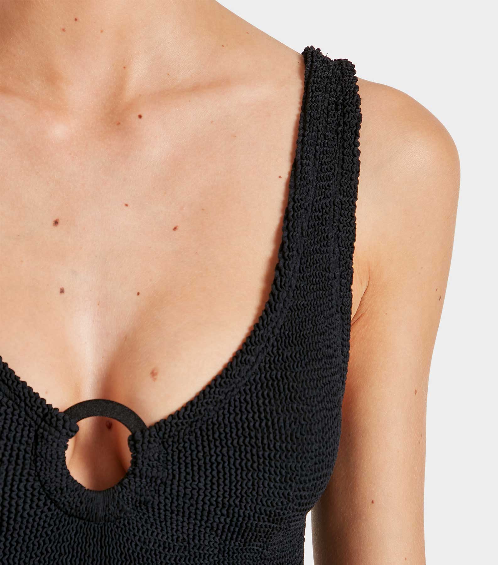 Celine Swim With Tonal Hoops - Black