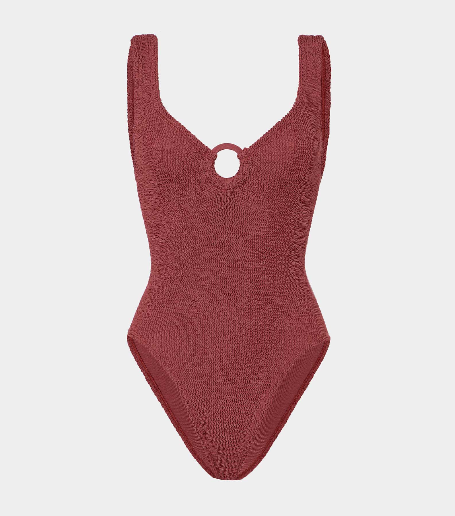 Celine Swim With Tonal Hoops - Metallic Rosewood