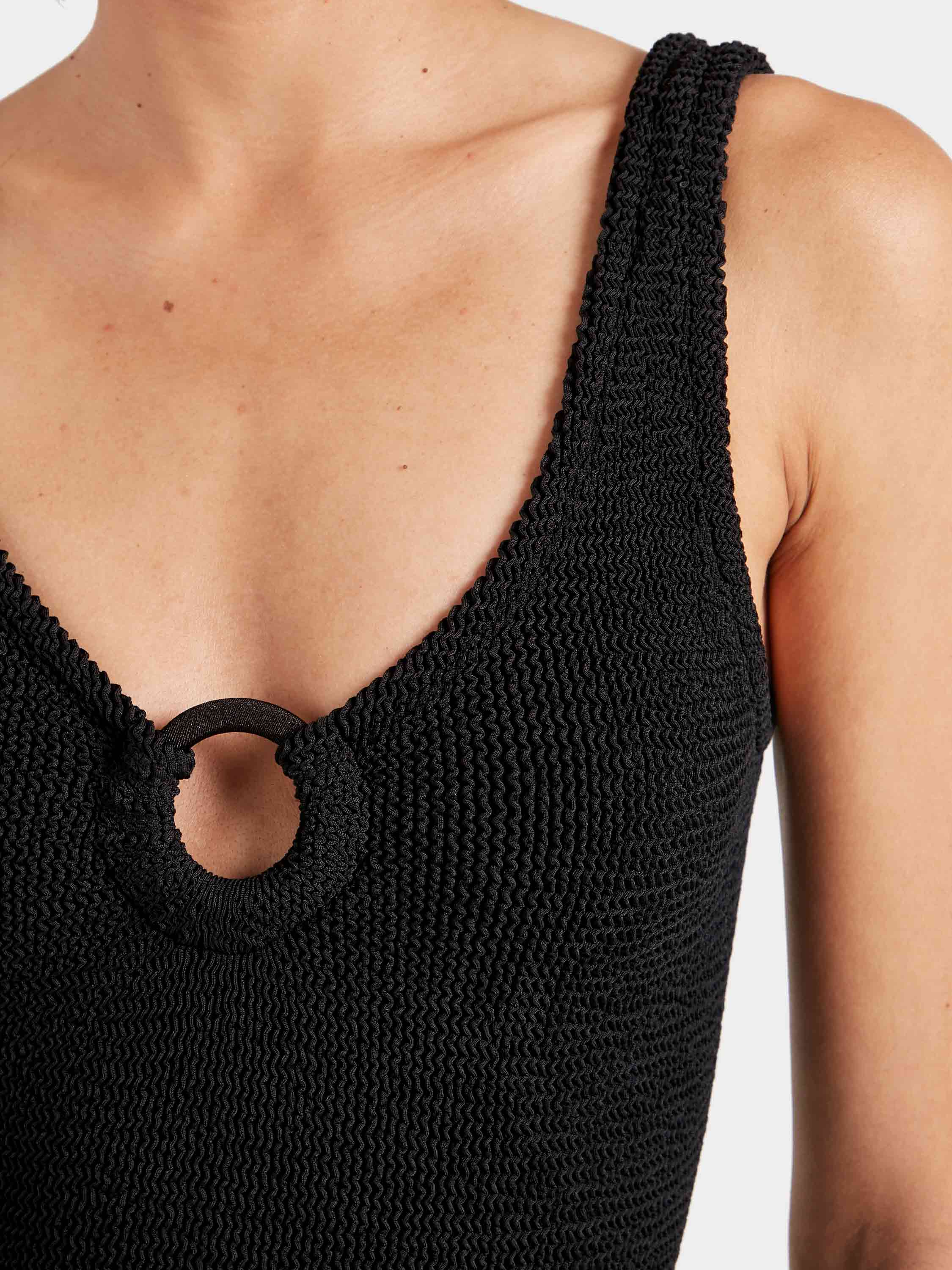 Coverage Celine Swim With Tonal Hoops - Black