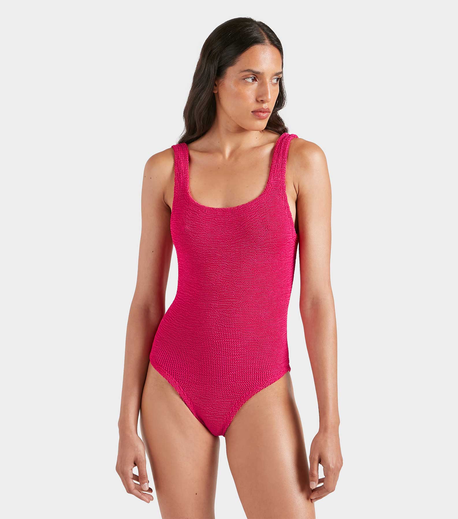 Coverage Square Neck Swim - Metallic Raspberry
