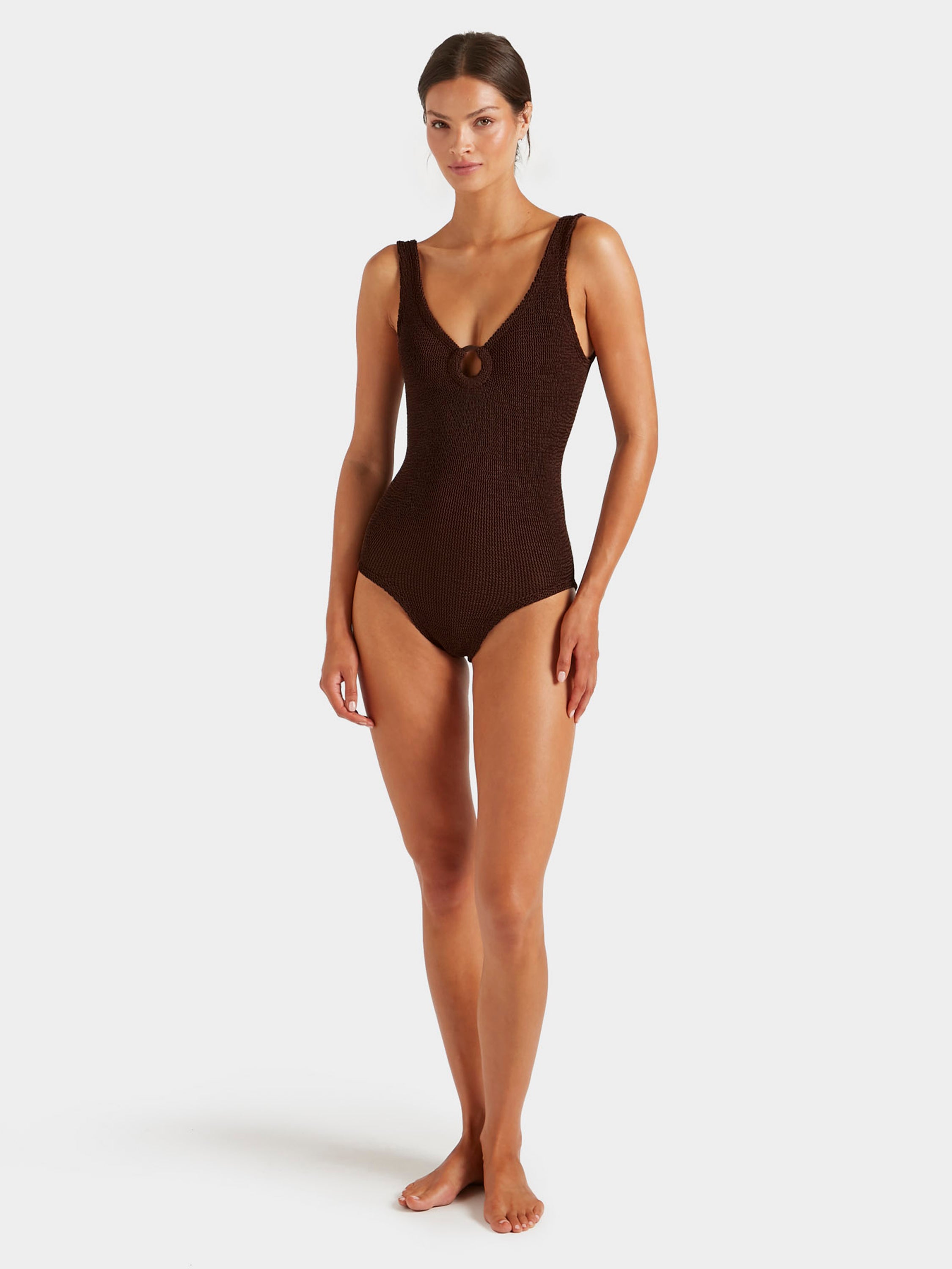 Coverage Celine Swim With Tonal Hoops - Metallic Chocolate