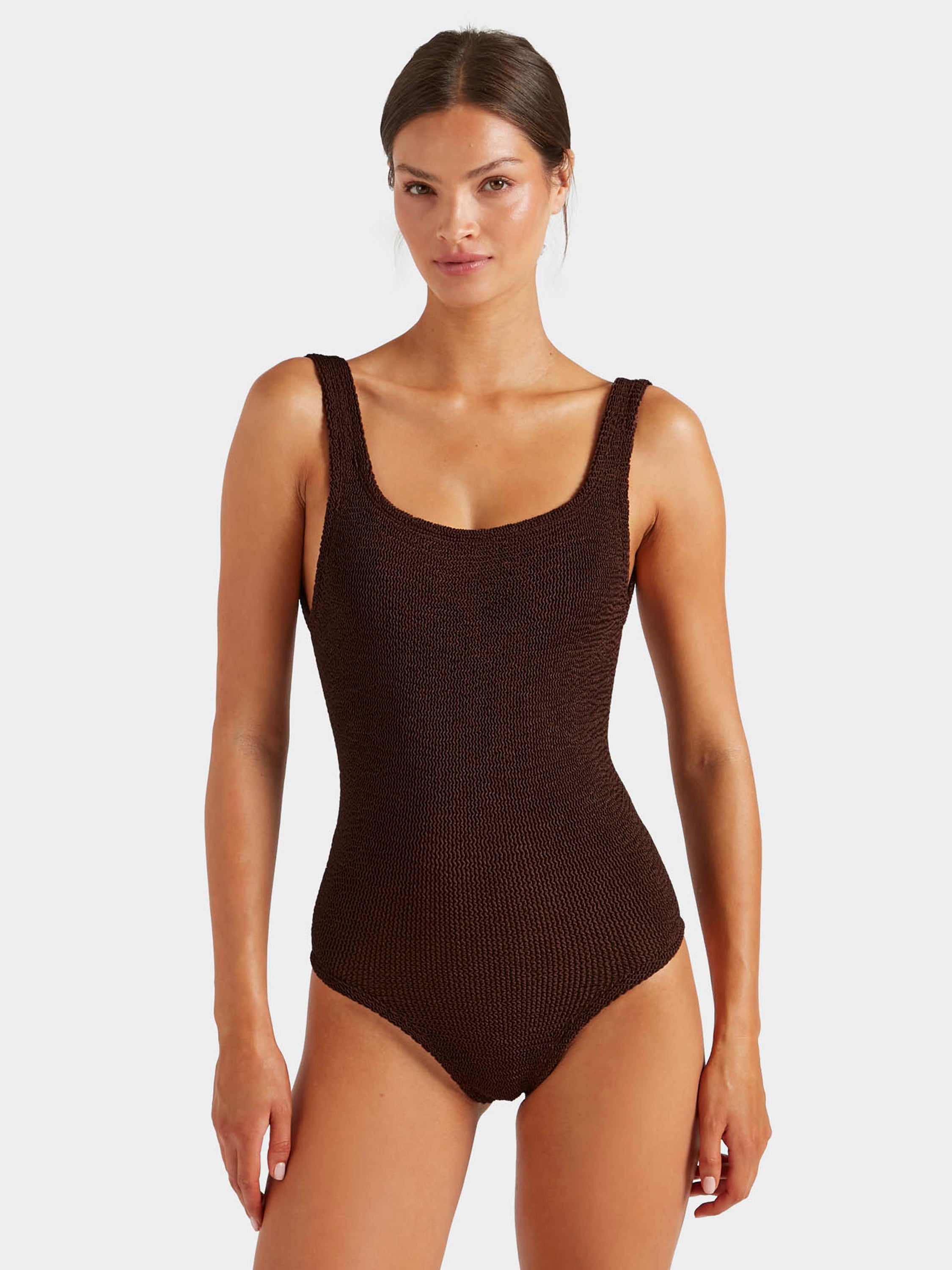 Coverage Square Neck Swim - Metallic Chocolate