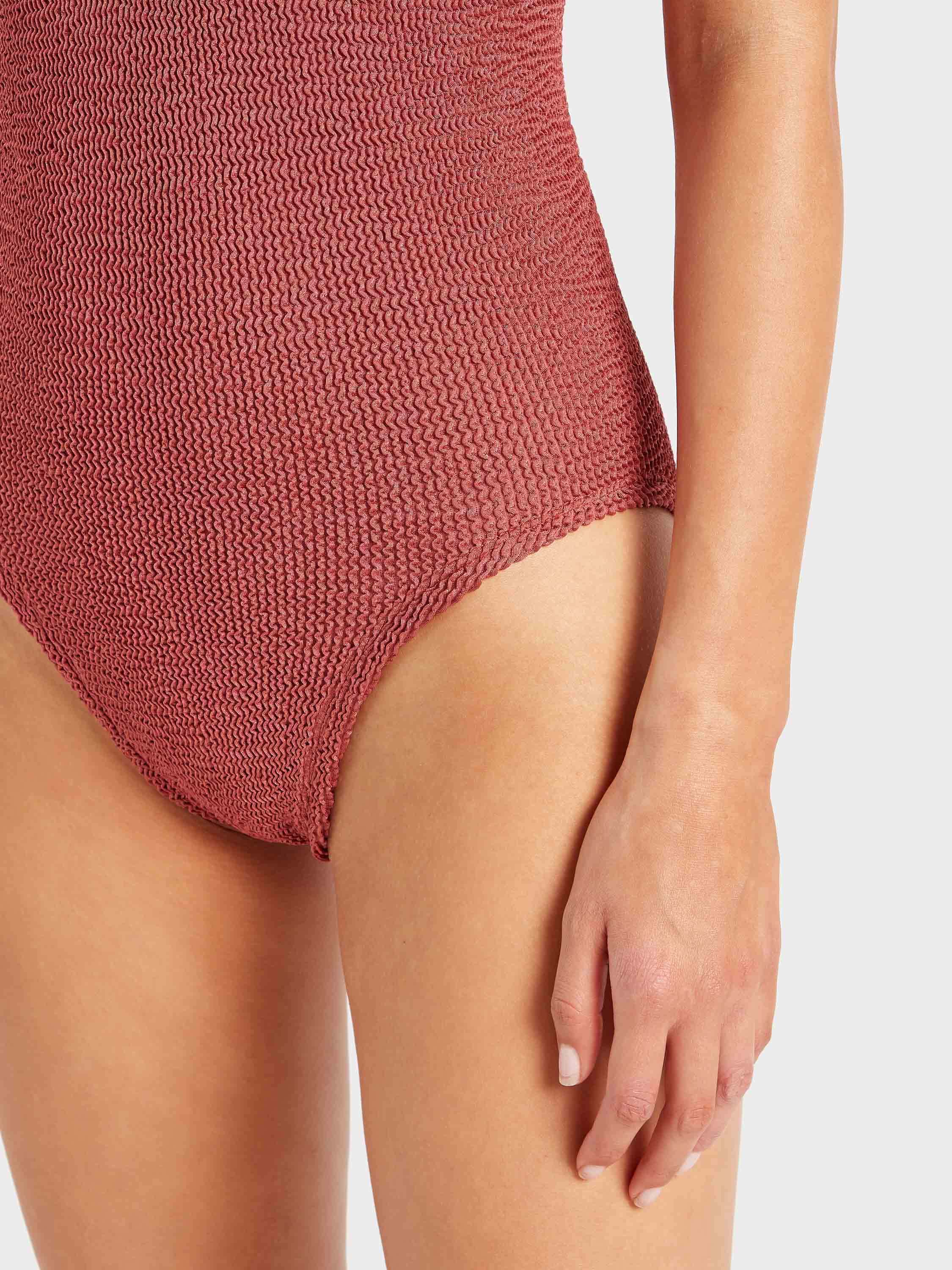 Coverage Celine Swim With Tonal Hoops - Metallic Rosewood