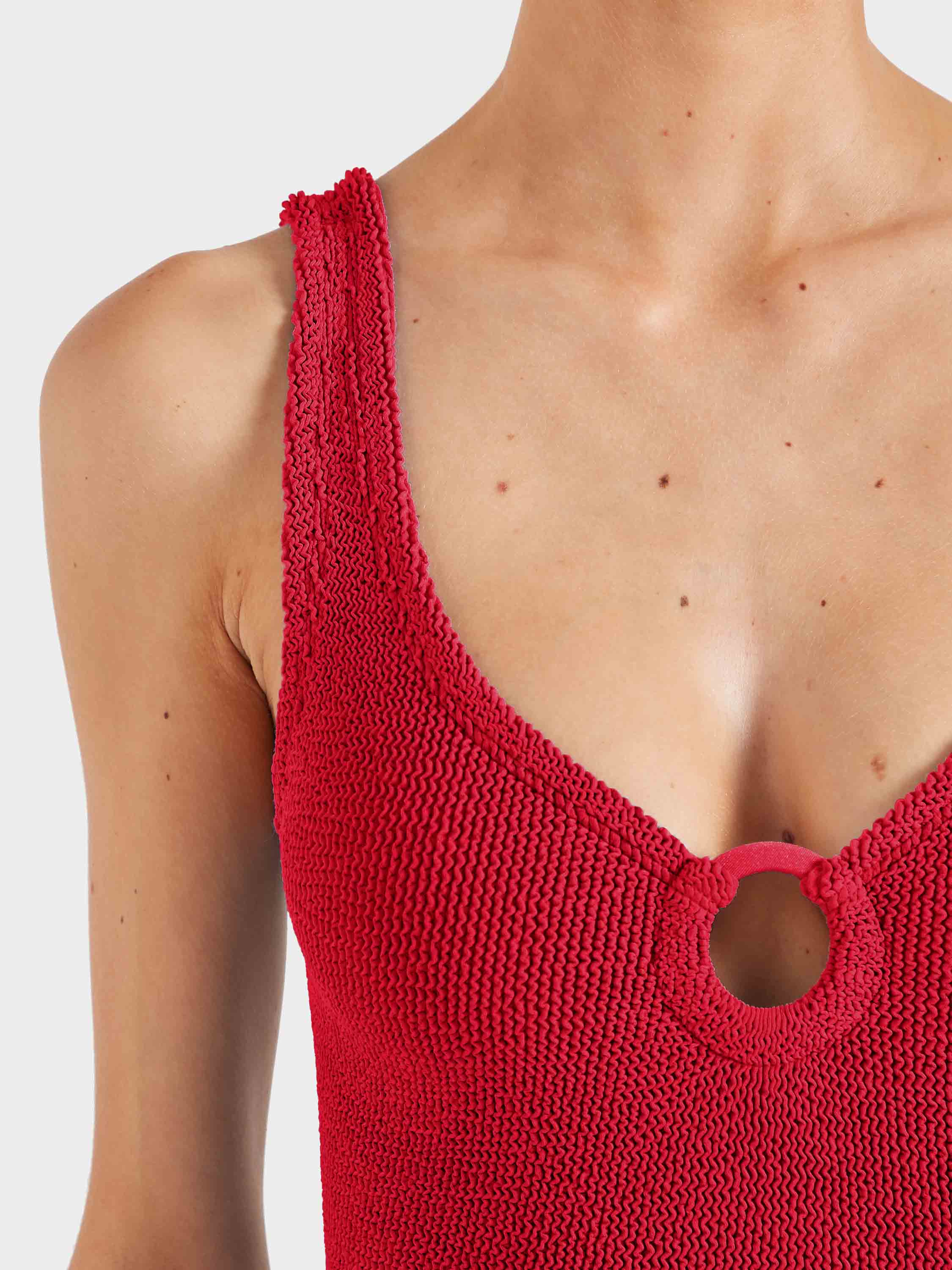 Coverage Celine Swim With Tonal Hoops - Red