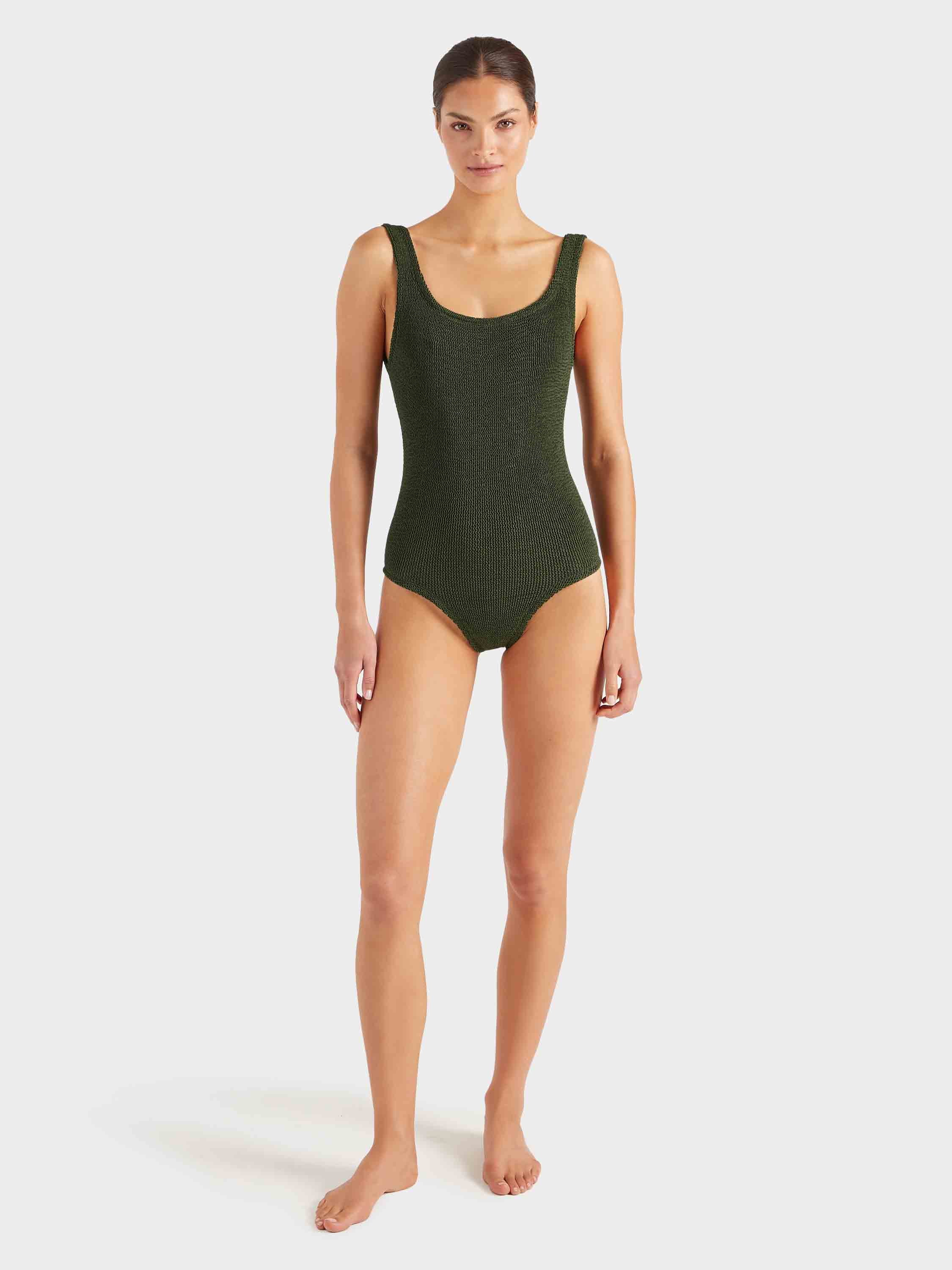 Coverage Square Neck Swim - Metallic Khaki