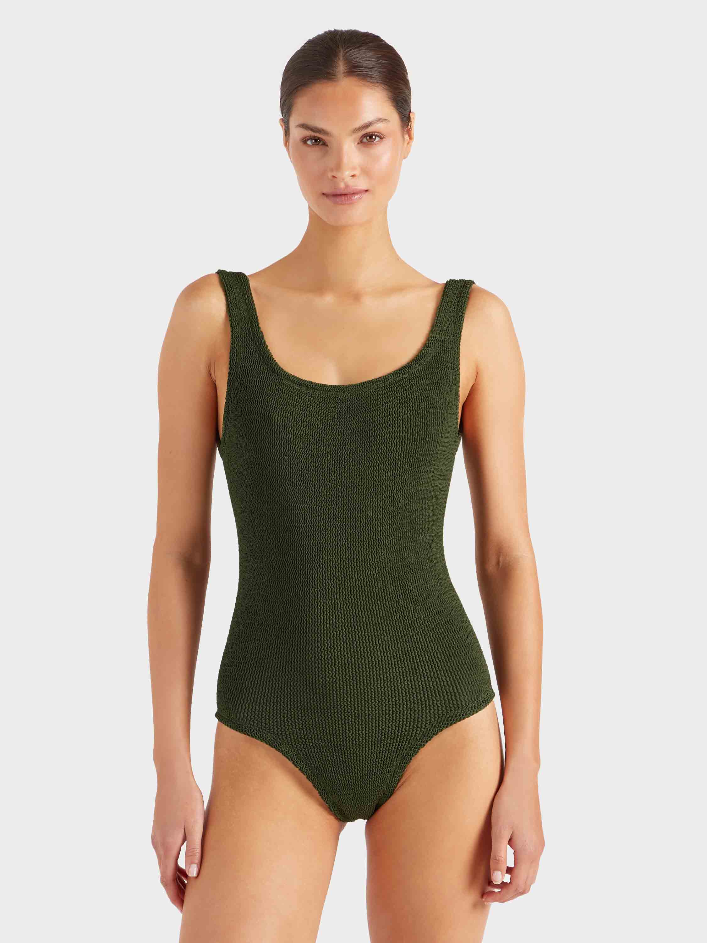 Coverage Square Neck Swim - Metallic Khaki