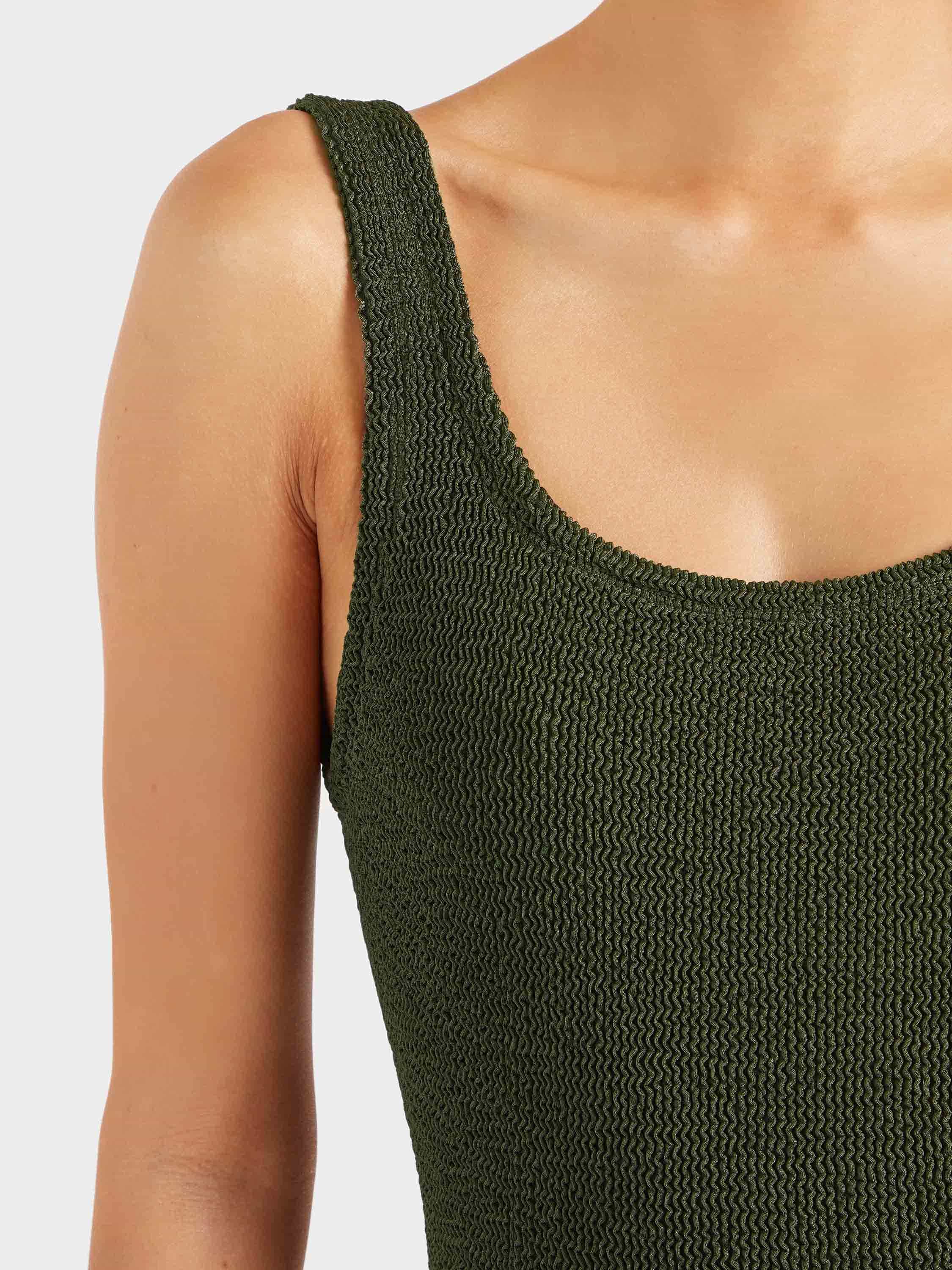 Coverage Square Neck Swim - Metallic Khaki