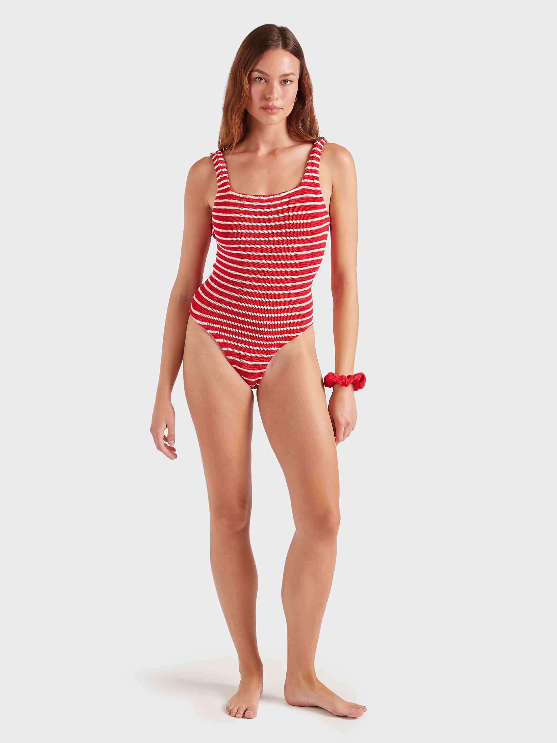 Coverage Square Neck Swim - Red/White Stripe