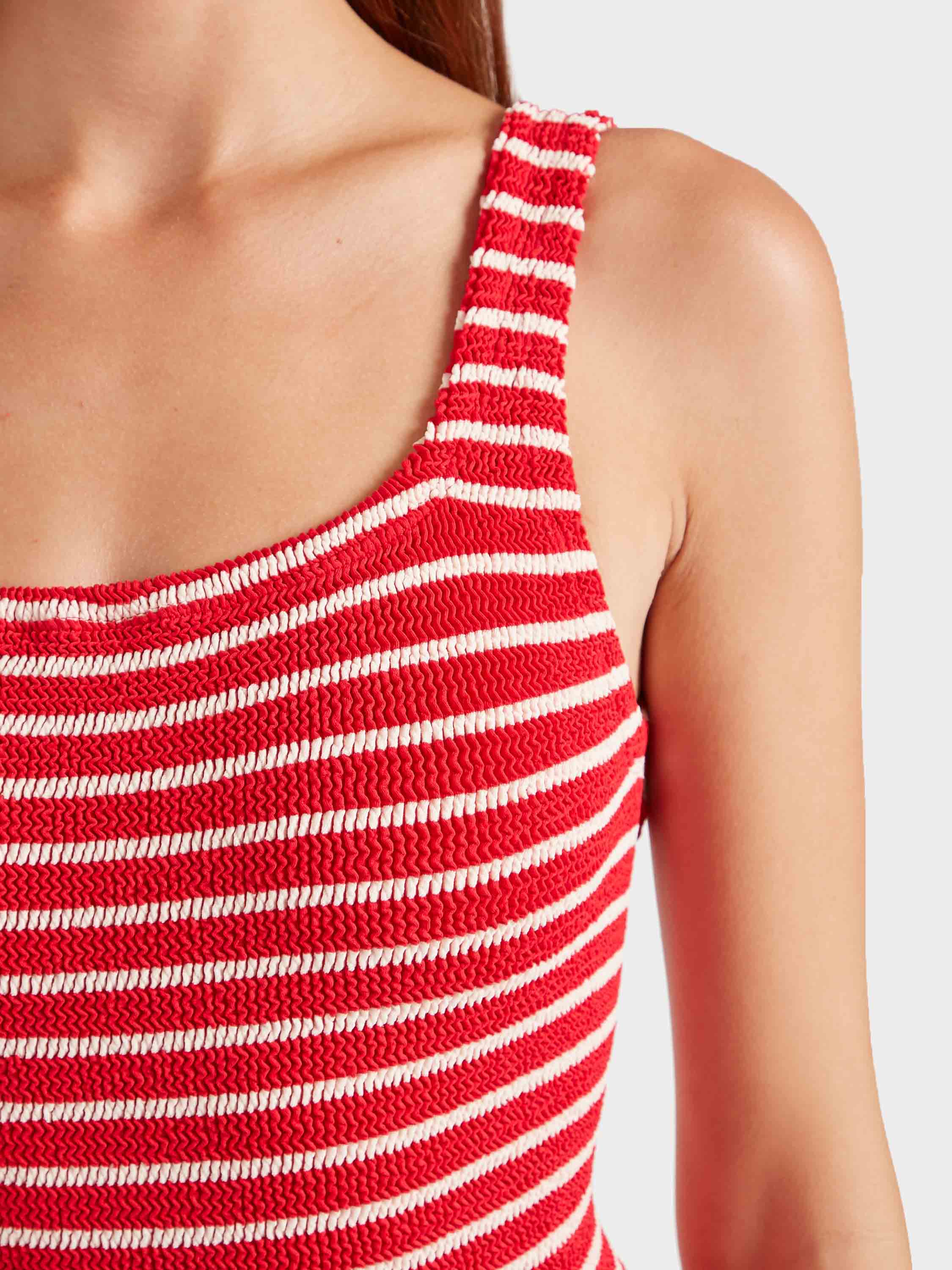 Coverage Square Neck Swim - Red/White Stripe