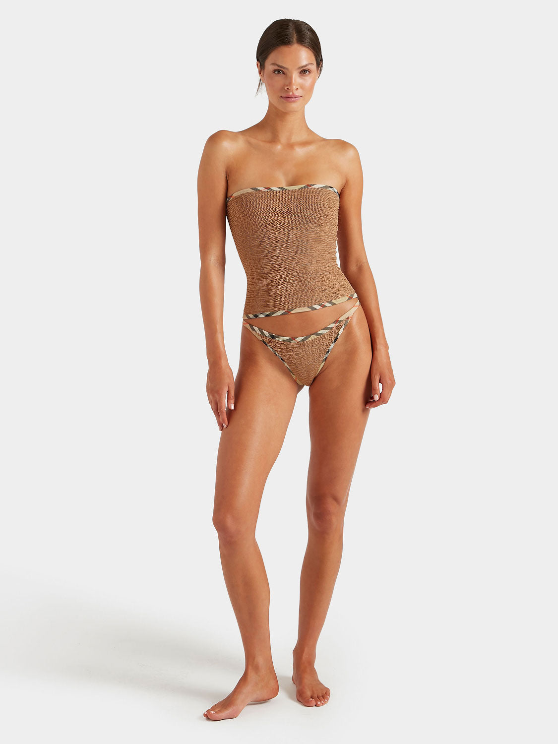 Burberry x Hunza G Devyn Skirt/Top - Metallic Cocoa/Check