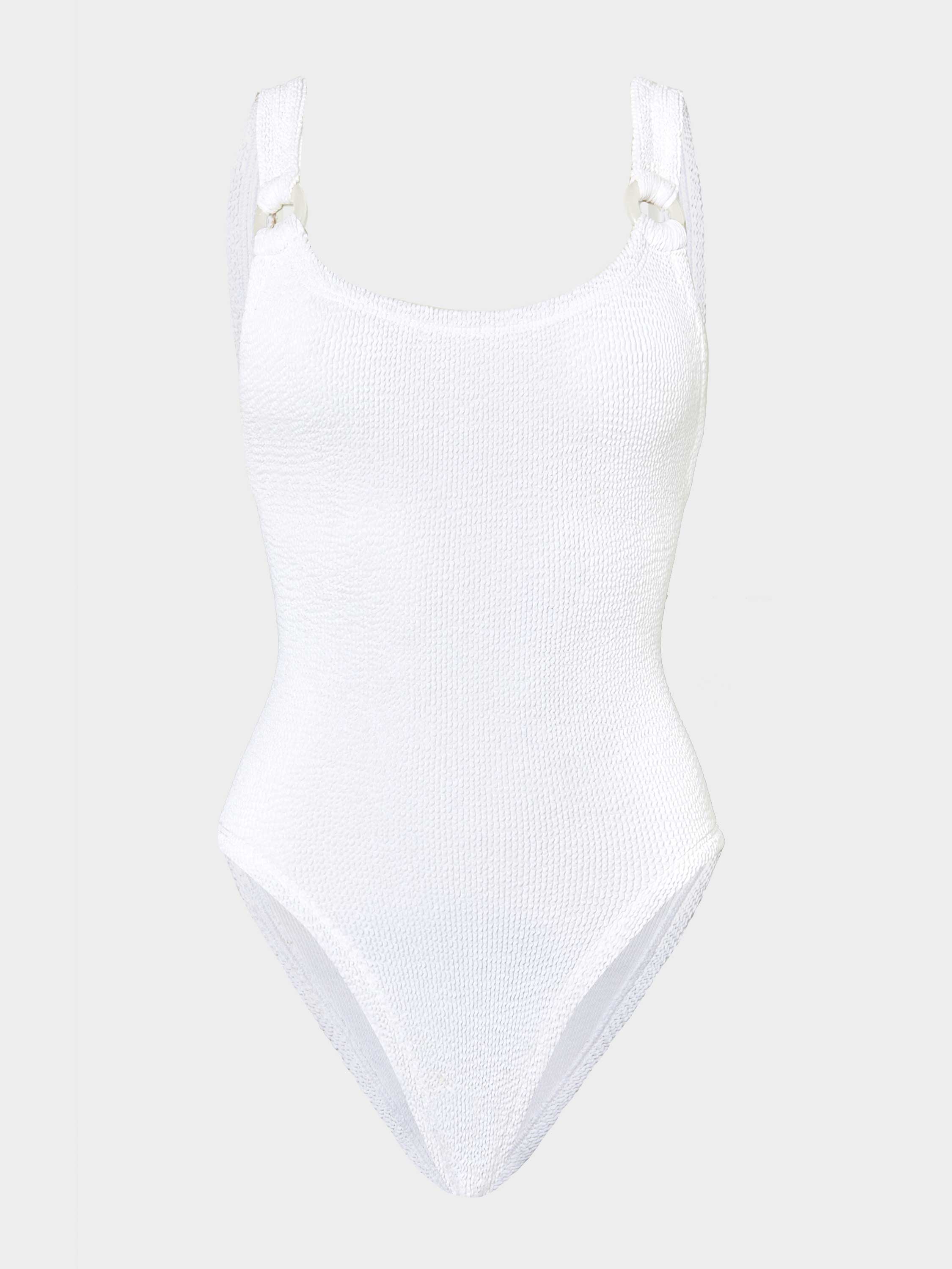 Domino Swim With Pearly Hoops - White