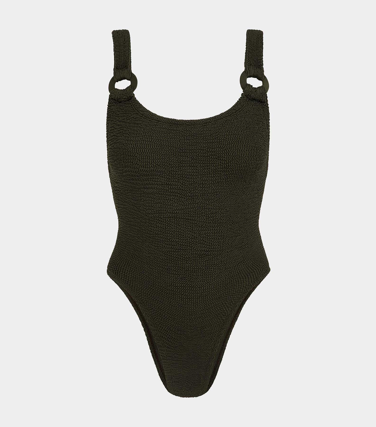 Domino Swim With Tonal Hoops - Metallic Khaki