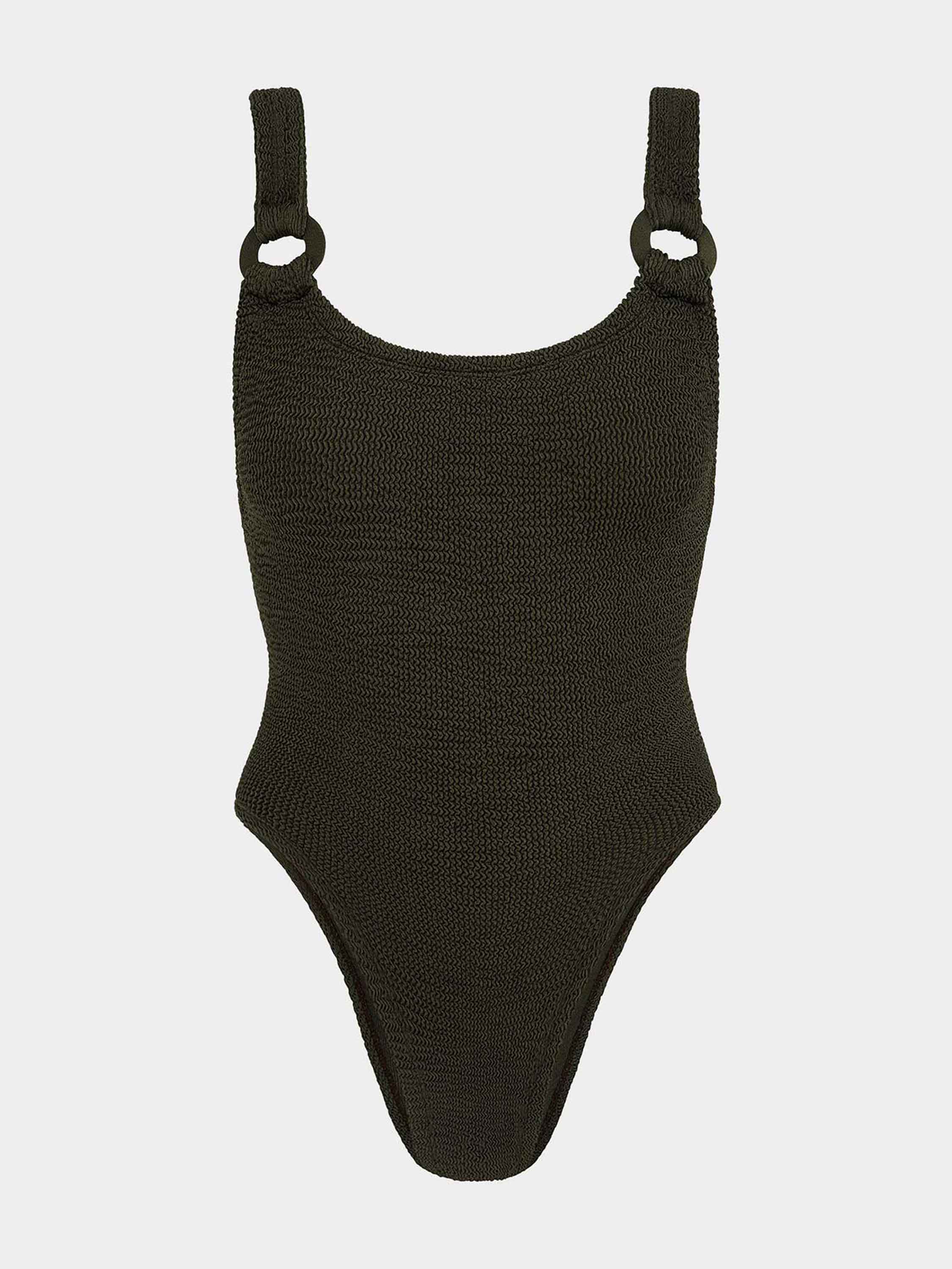 Domino Swim With Tonal Hoops - Metallic Khaki