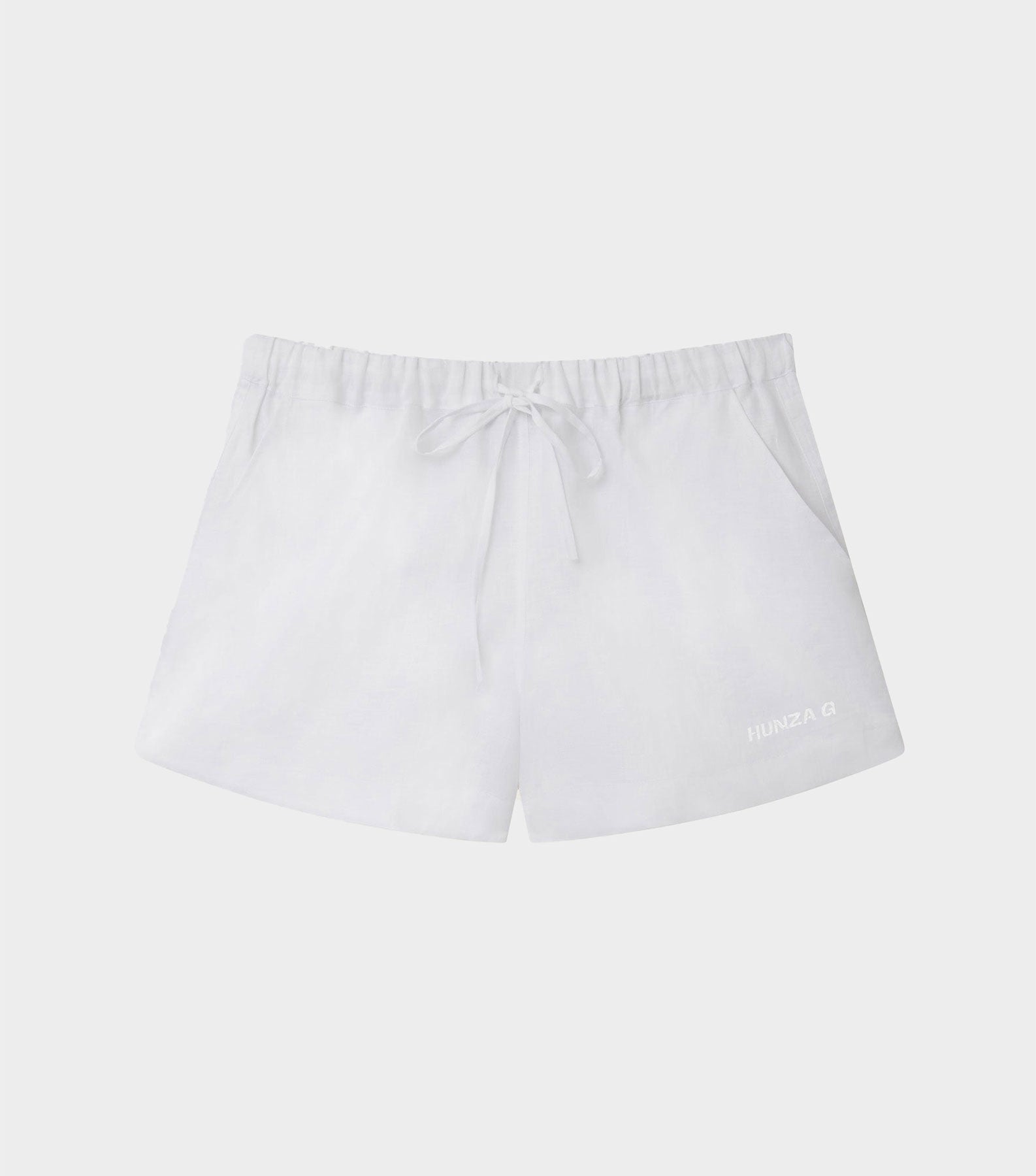 Embroidered Linen Shorts - White