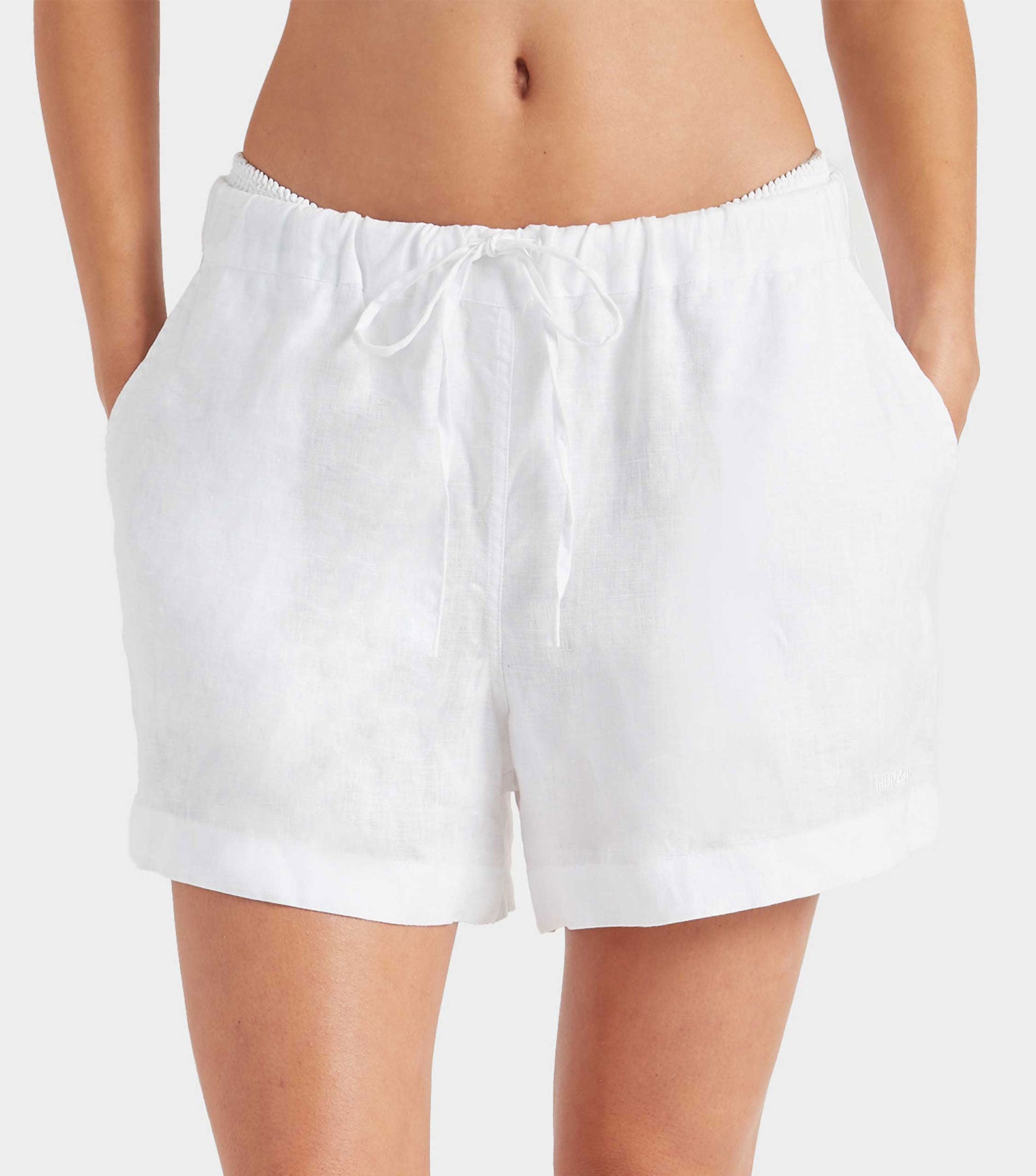 Embroidered Linen Shorts - White
