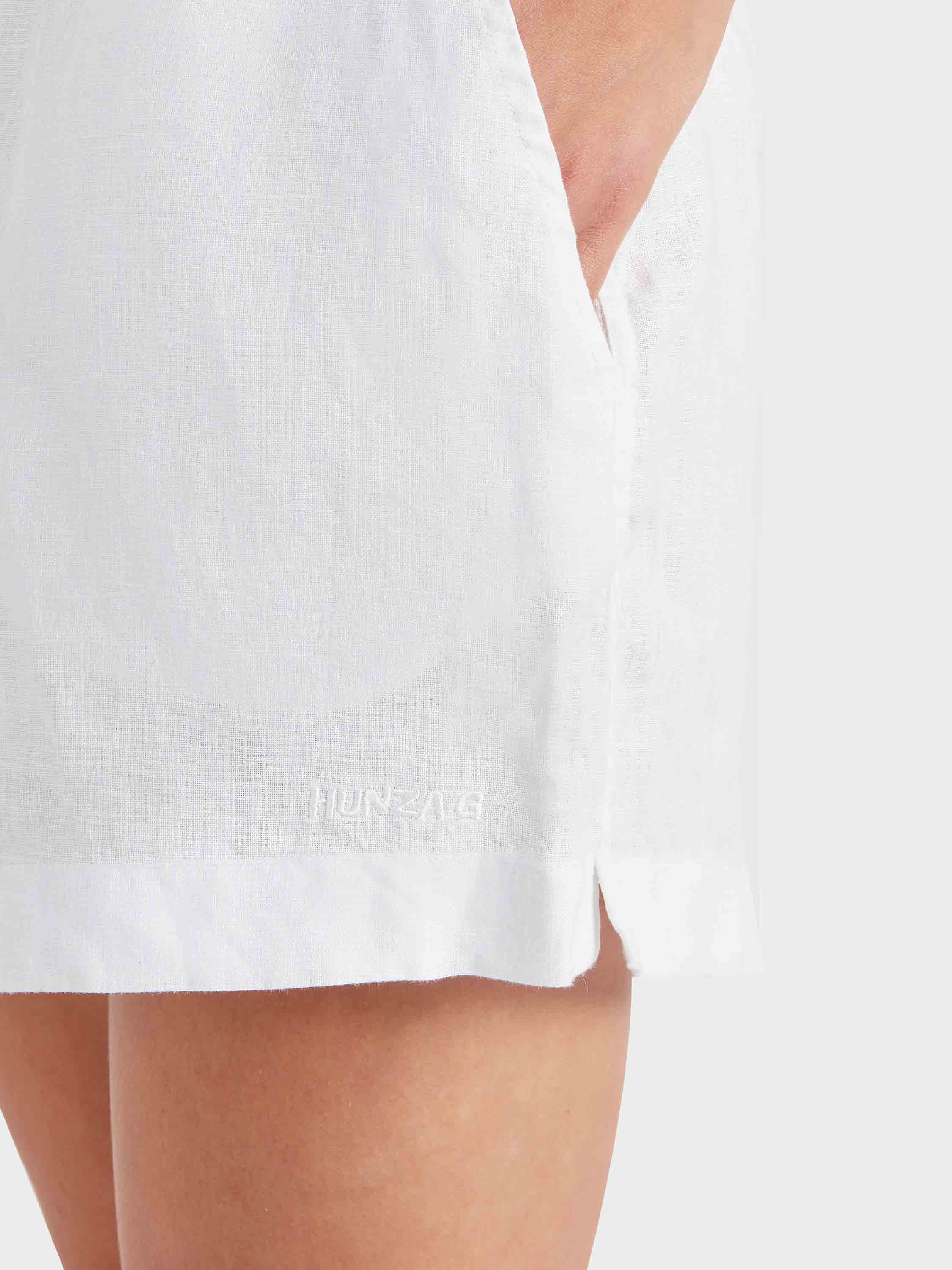 Embroidered Linen Shorts - White