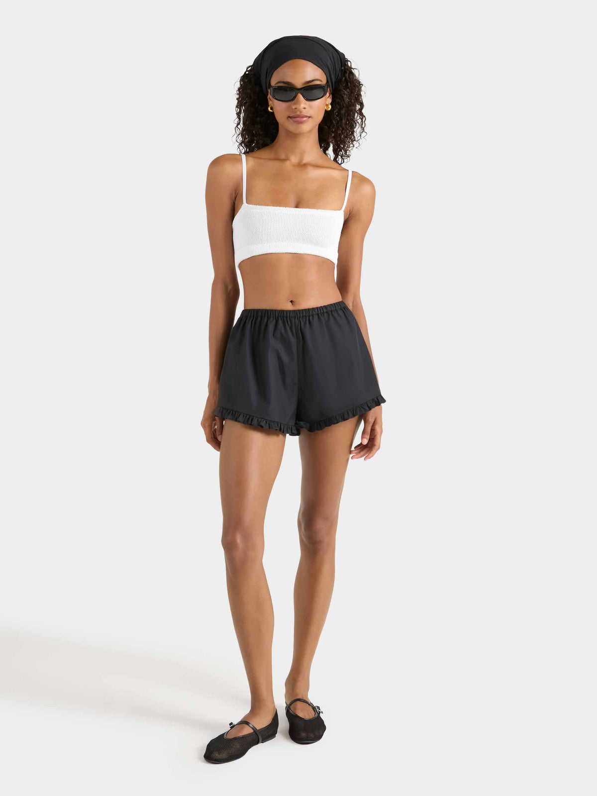 Frill Poplin Short - Black