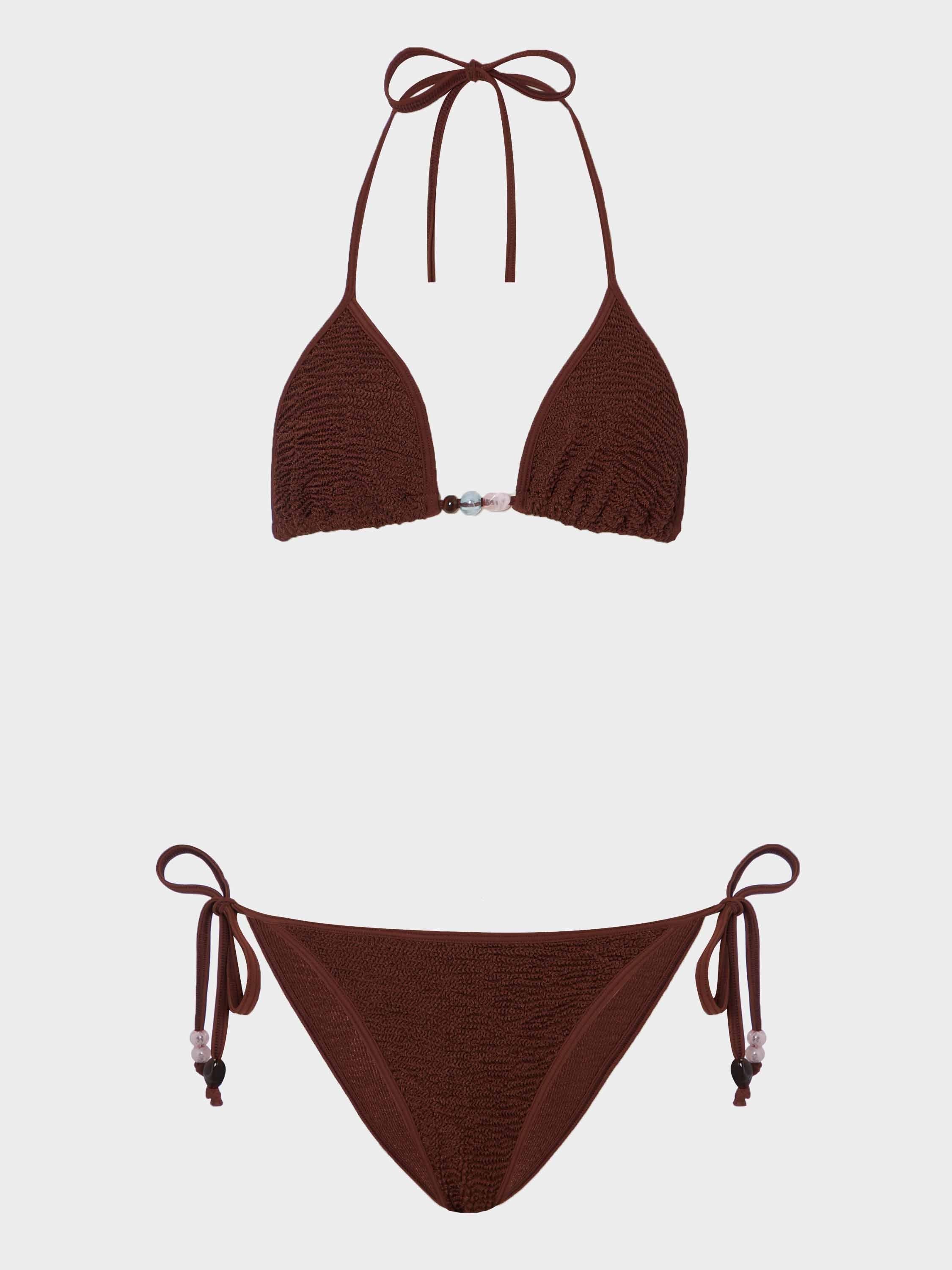 Gina Beaded Bikini - Metallic Chocolate