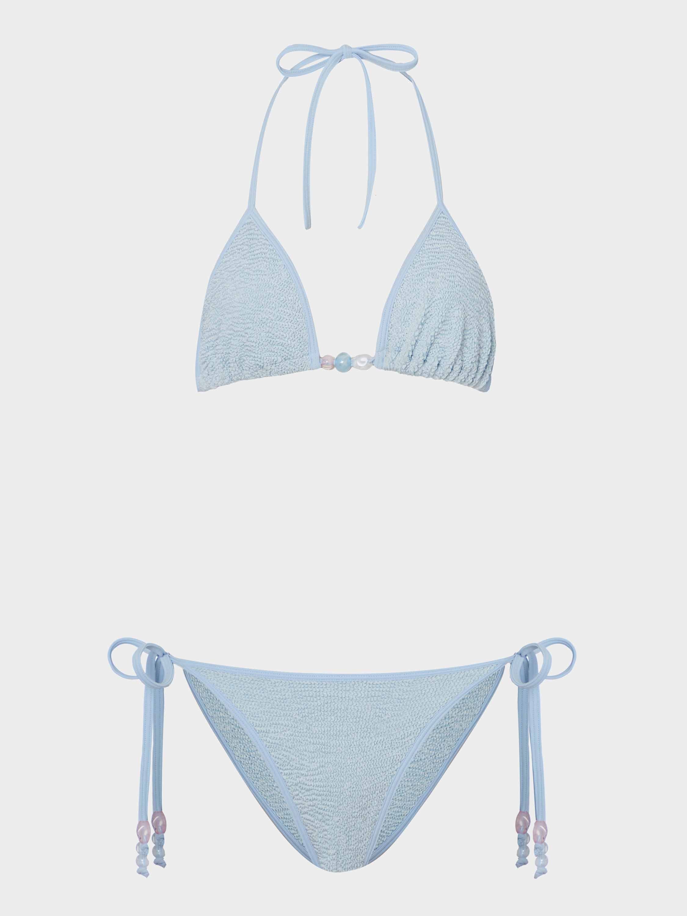Gina Beaded Bikini - Metallic Ice Blue