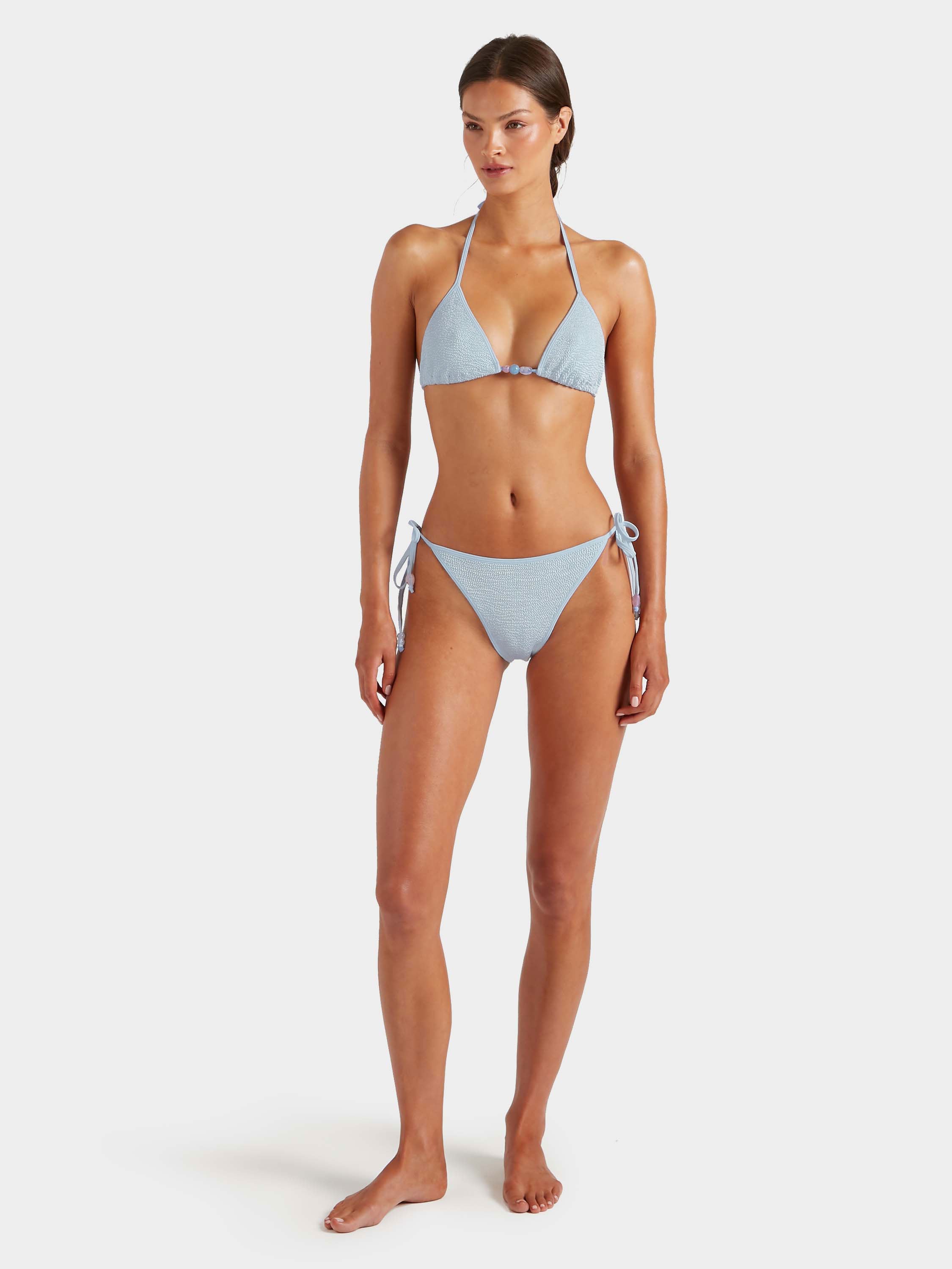 Gina Beaded Bikini - Metallic Ice Blue