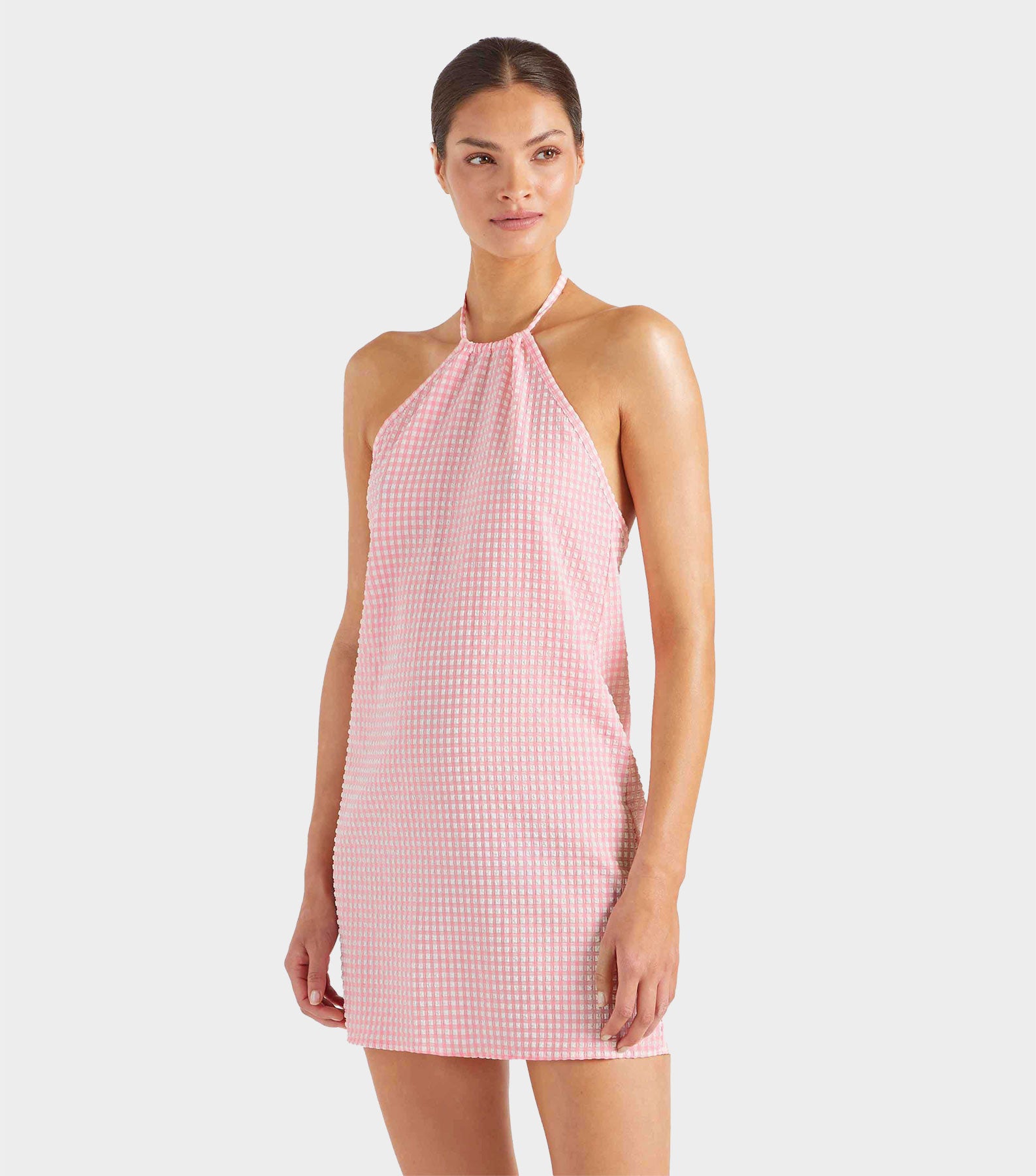 Gingham Seersucker Mini Dress - Milkshake Gingham