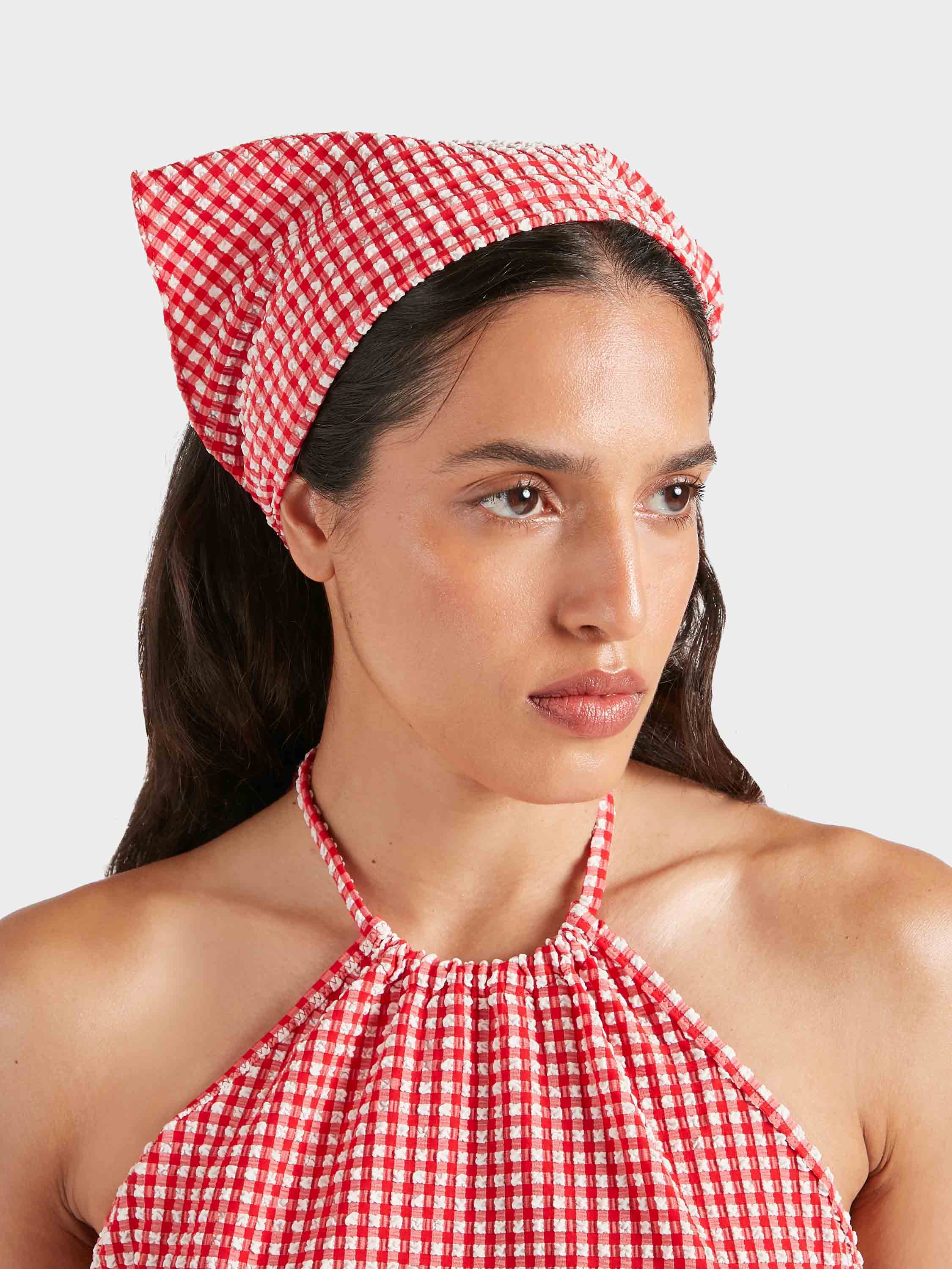 Sofia Gingham Headscarf - Red Gingham