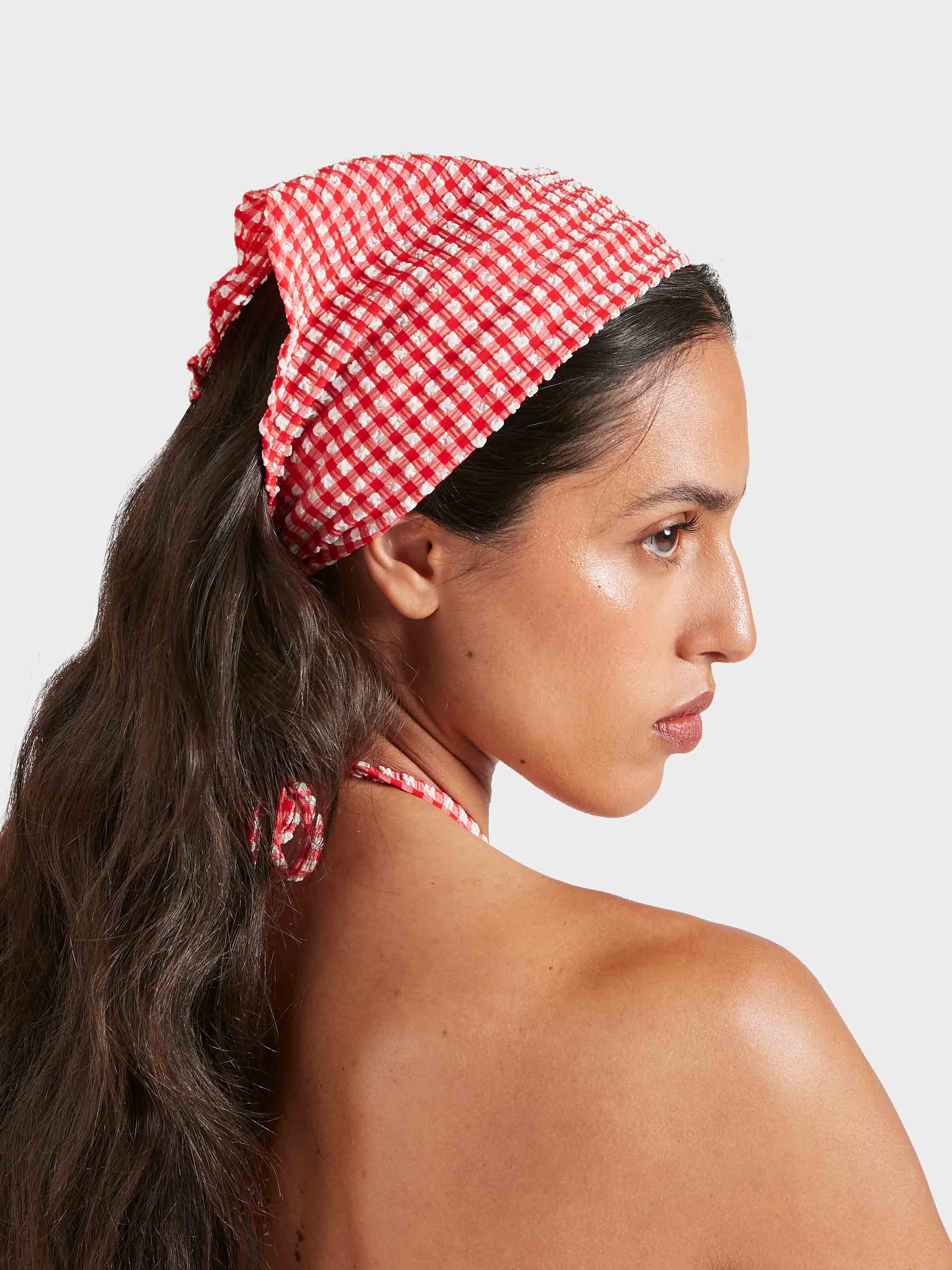 Sofia Gingham Headscarf - Red Gingham