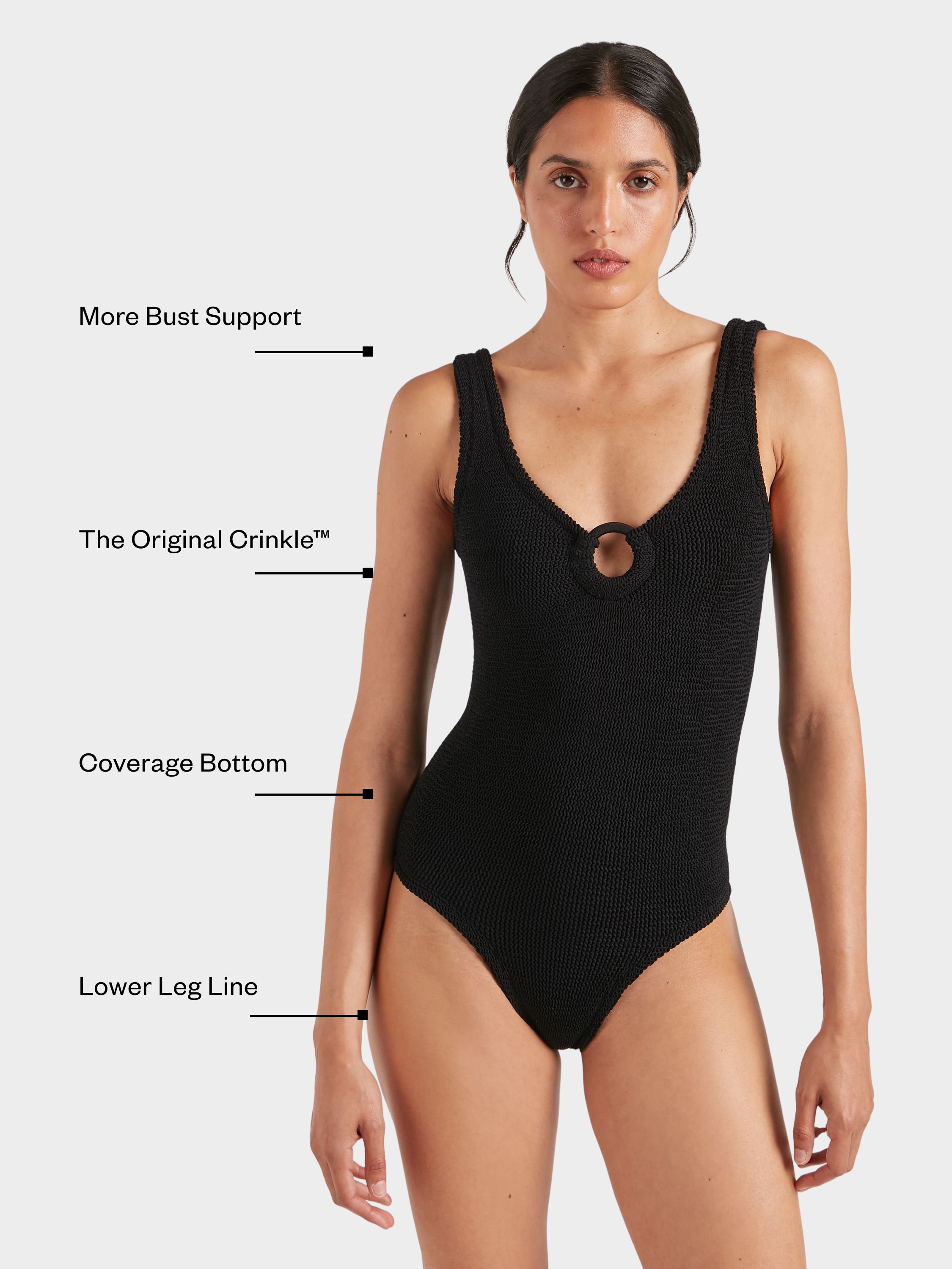 Coverage Celine Swim With Tonal Hoops - Black