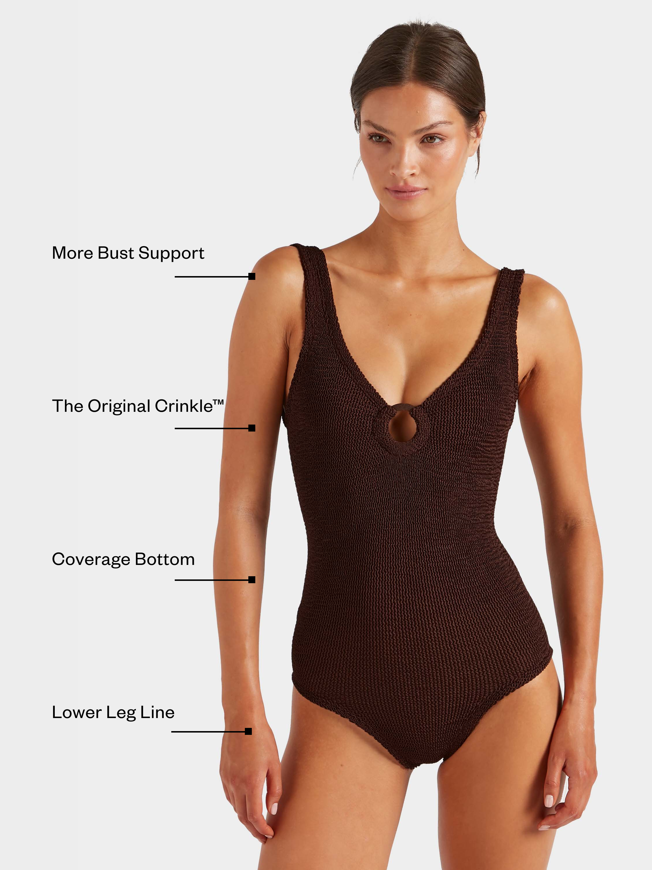 Coverage Celine Swim With Tonal Hoops - Metallic Chocolate