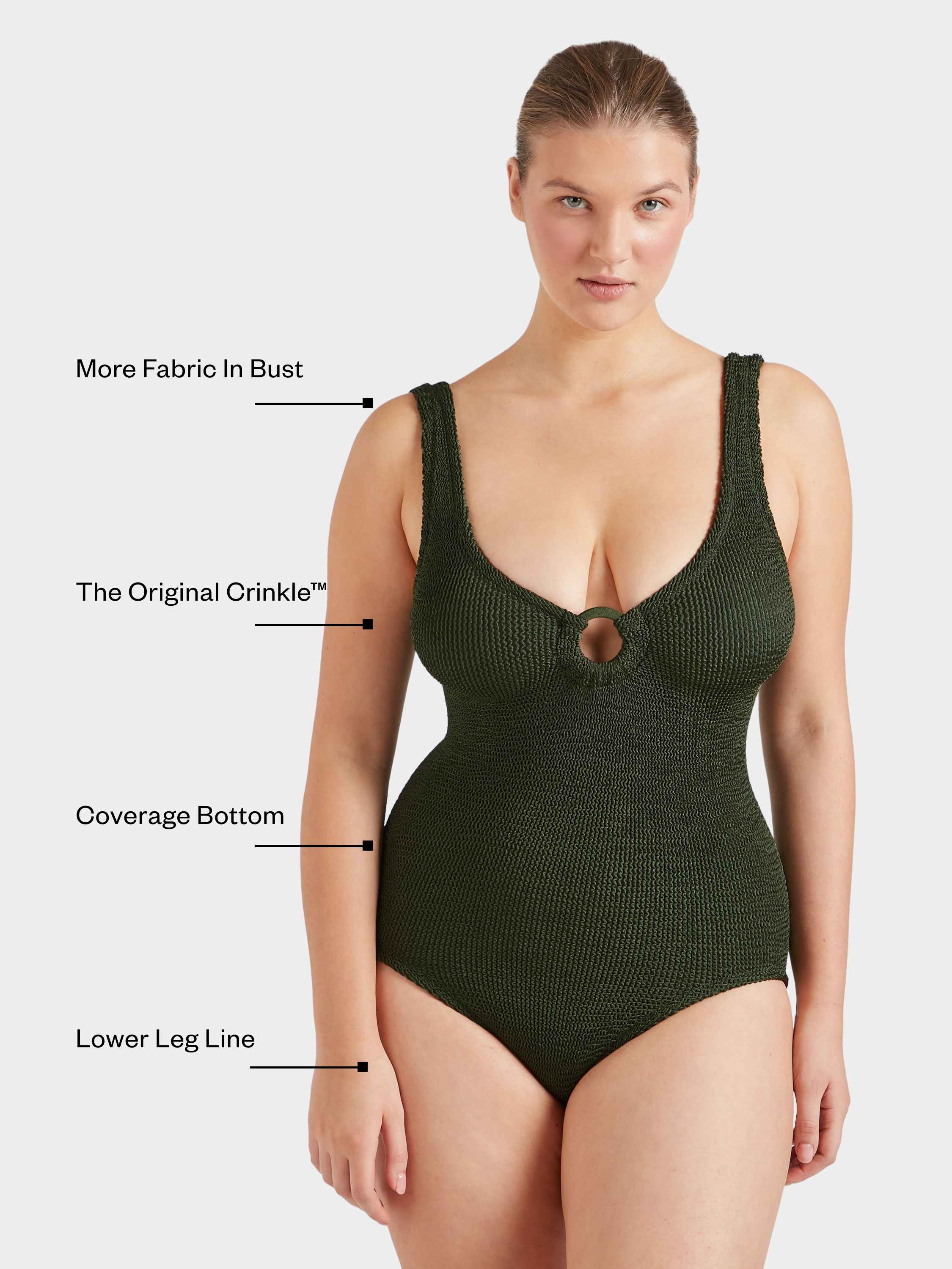 Coverage Celine Swim With Tonal Hoops - Metallic Khaki