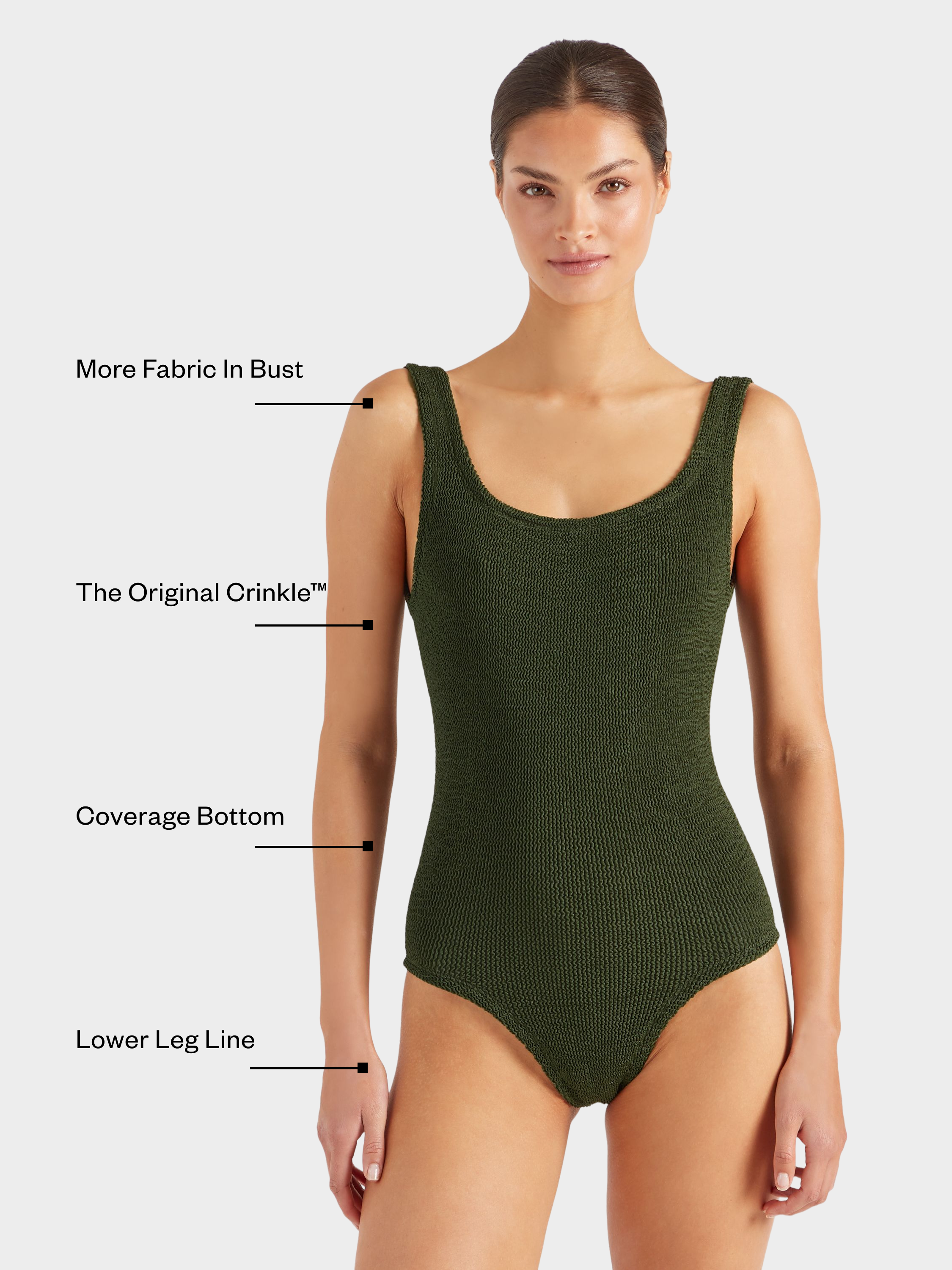 Coverage Square Neck Swim - Metallic Khaki