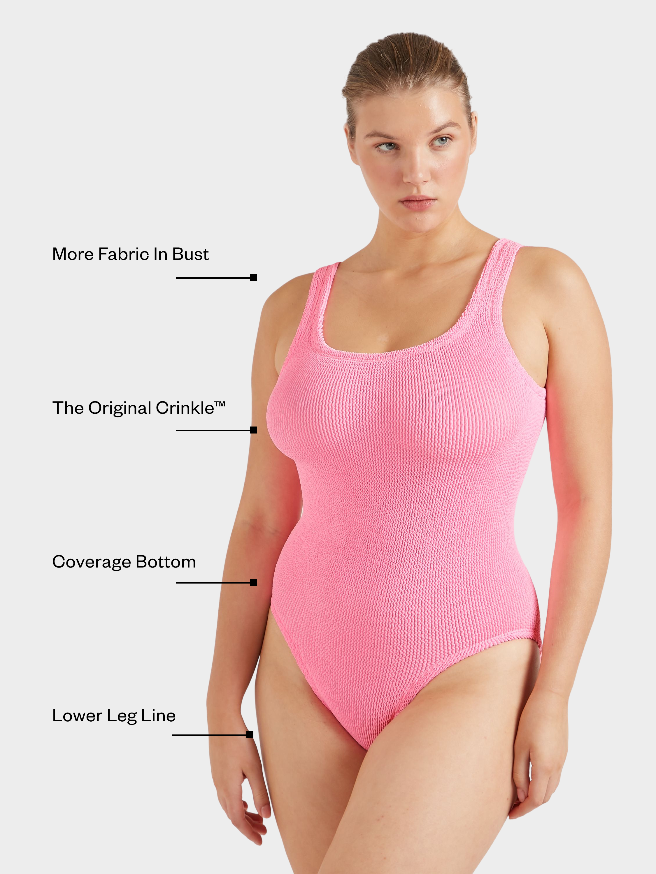 Coverage Square Neck Swim - Bubblegum