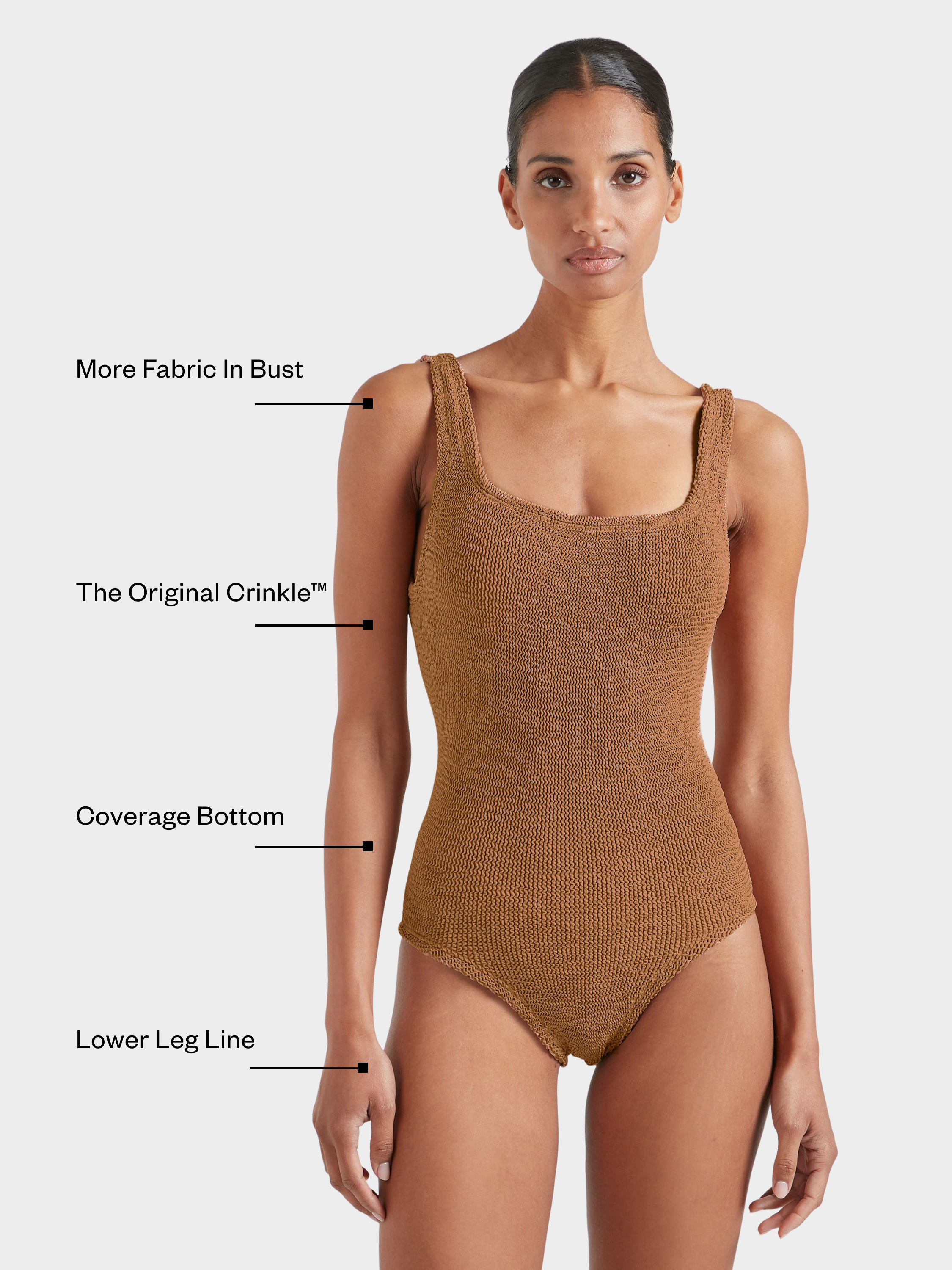 Coverage Square Neck Swim - Metallic Cocoa