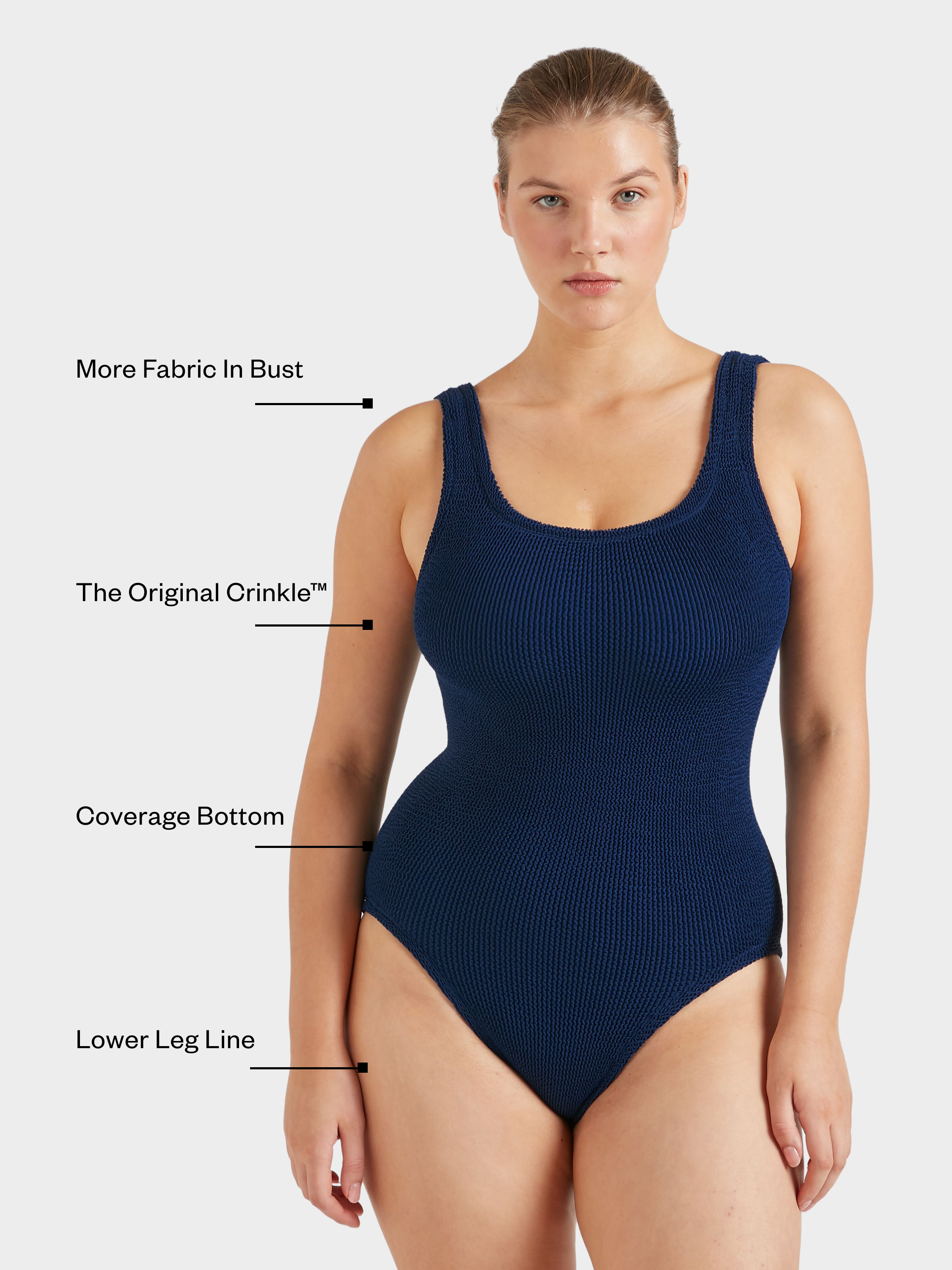 Coverage Square Neck Swim - Navy