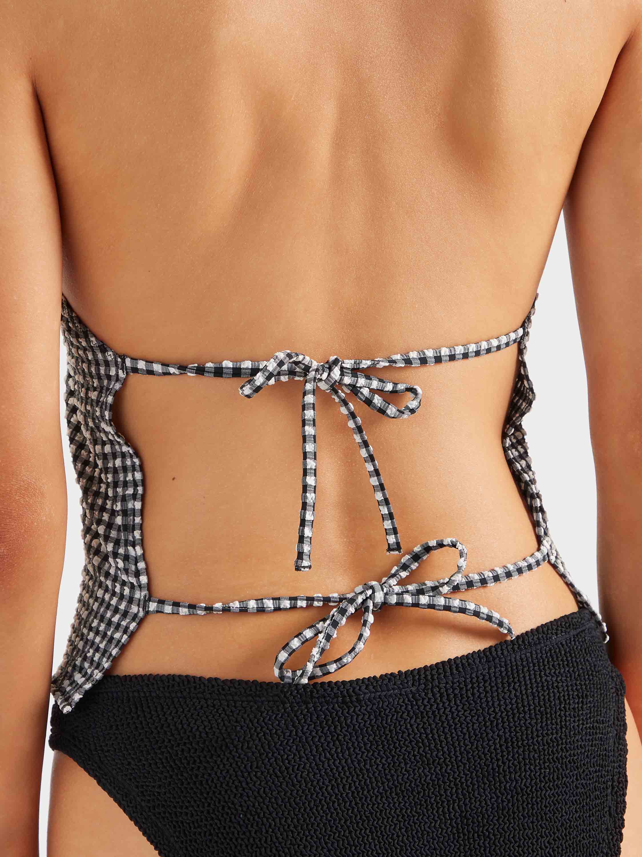 Gingham Seersucker Halter Top - Black Gingham