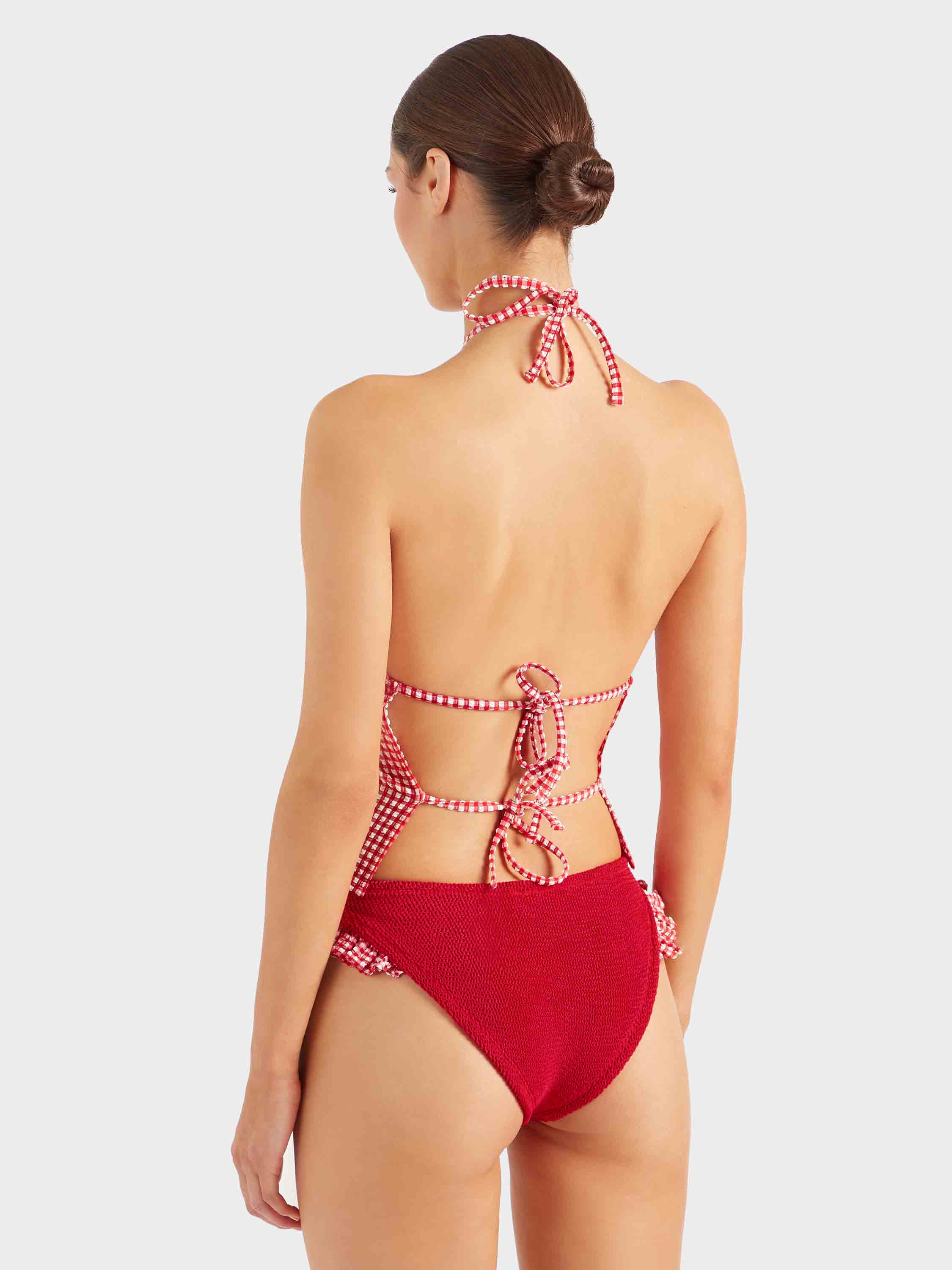 Gingham Seersucker Halter Top - Red Gingham