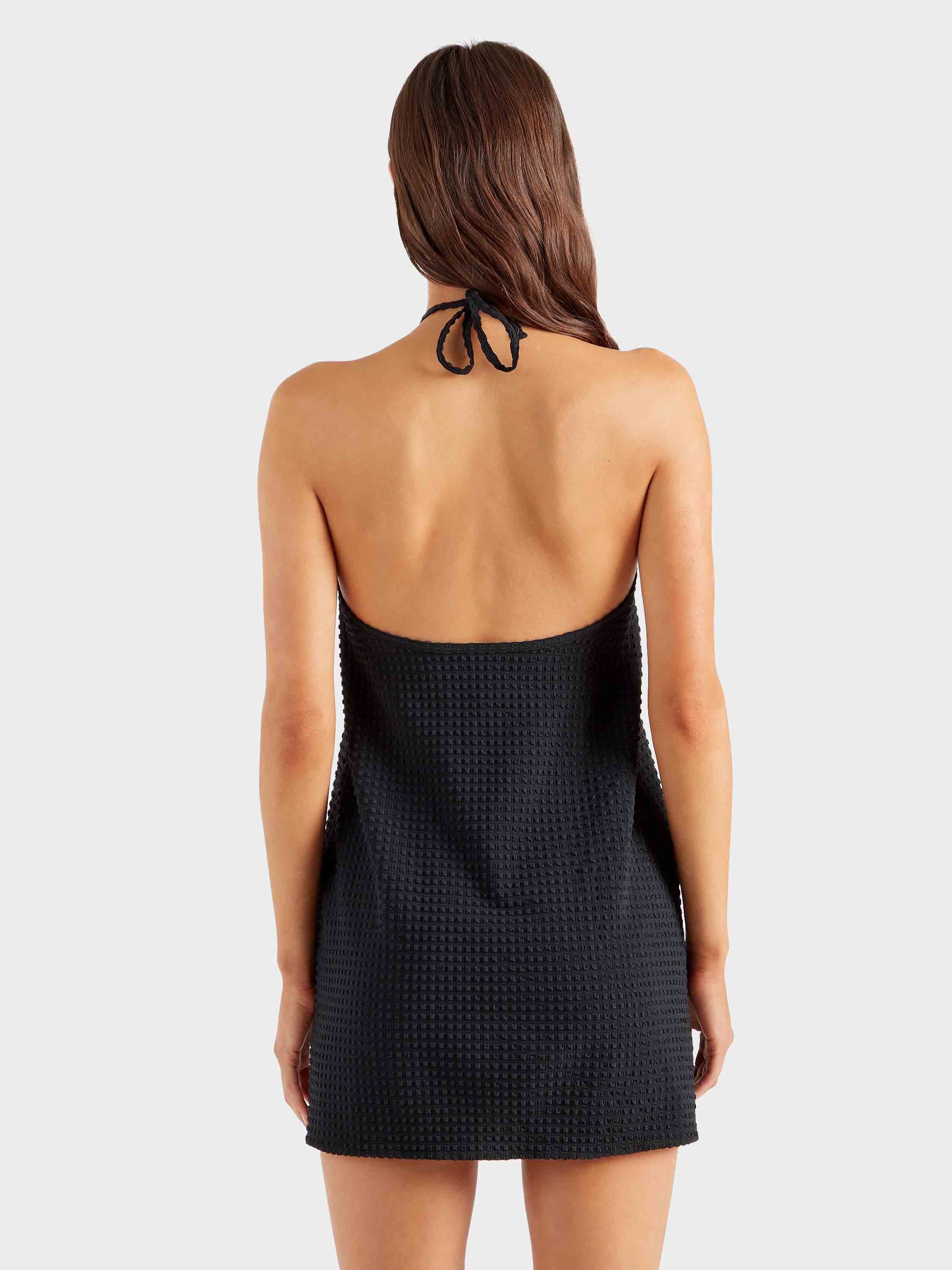 Seersucker Mini Dress - Black