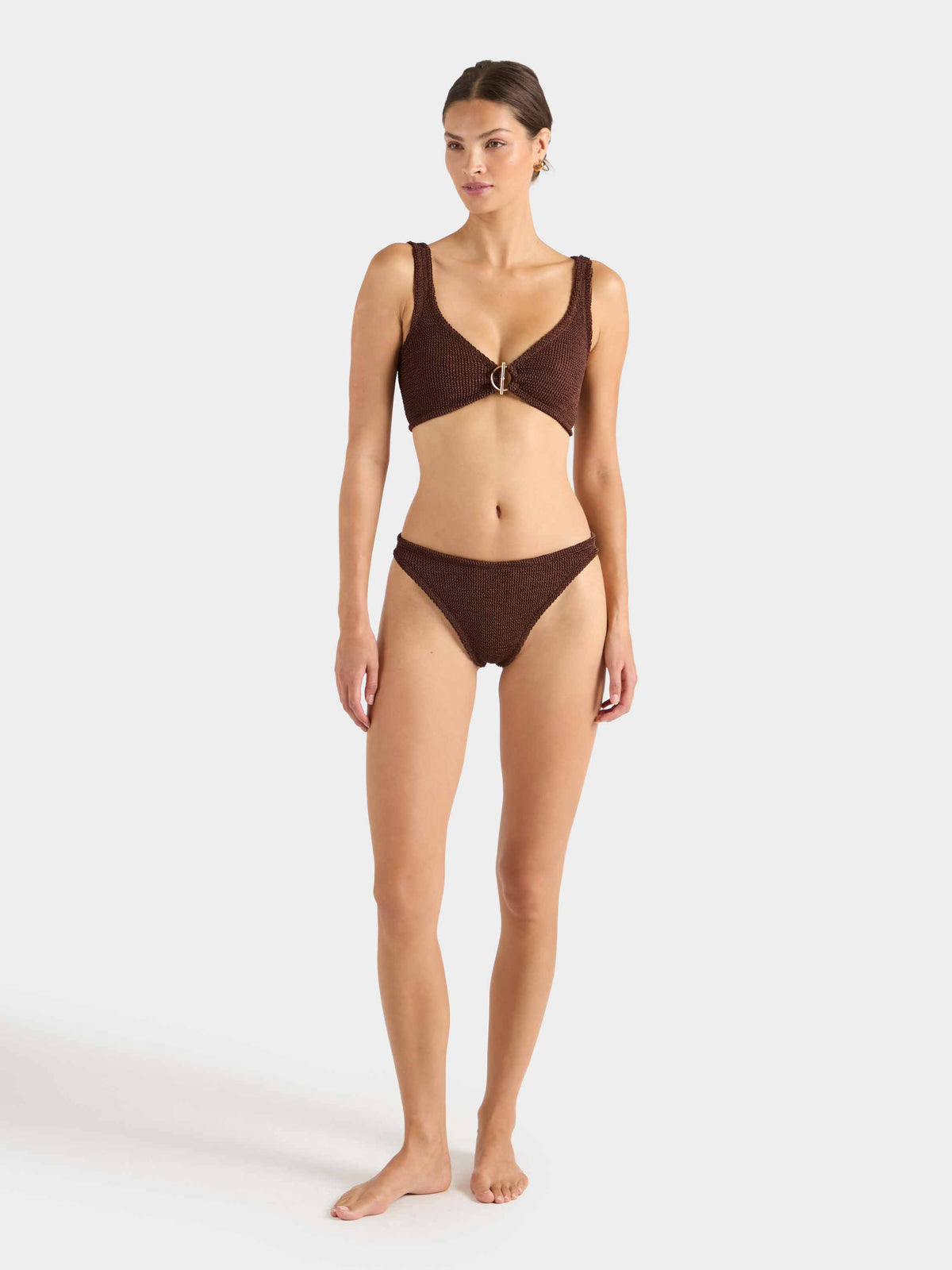 Harlow T Bar Bikini - Metallic Chocolate