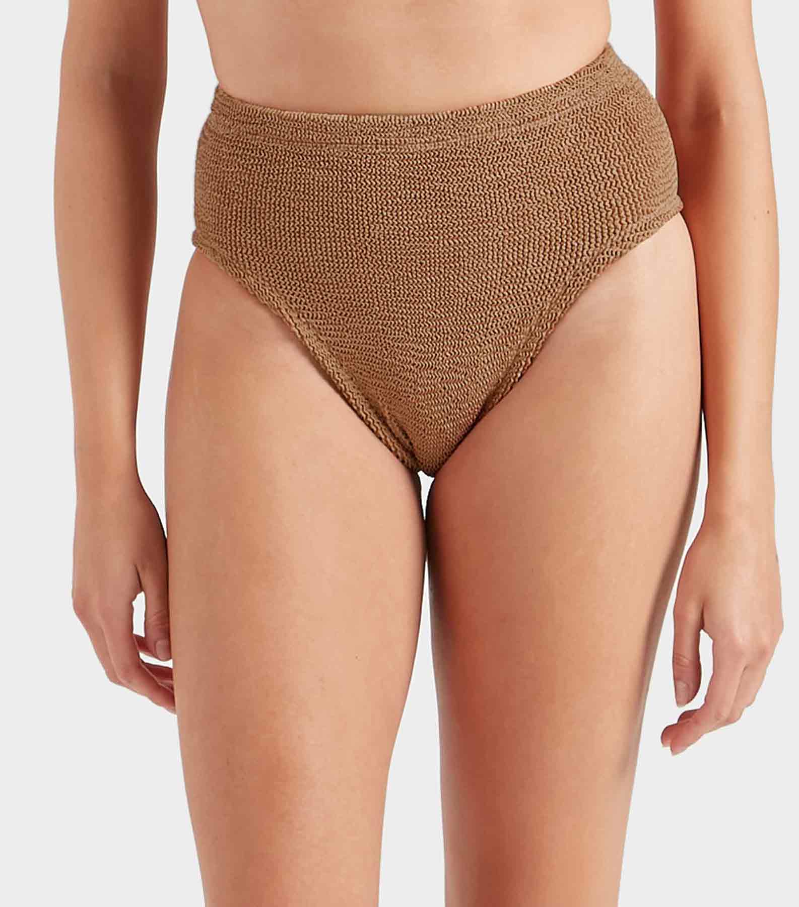 High Waist Bikini Bottom - Metallic Cocoa