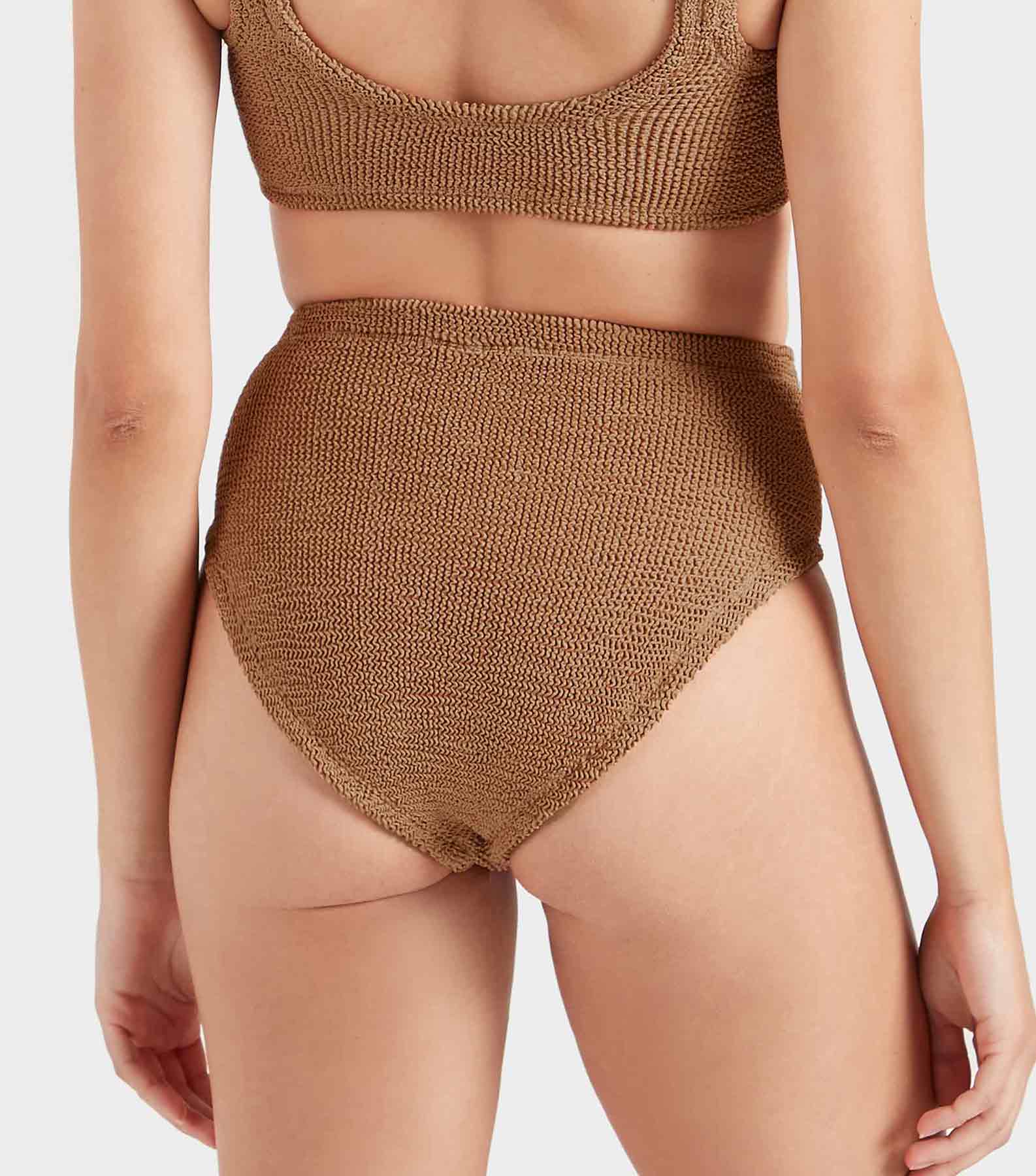 High Waist Bikini Bottom - Metallic Cocoa