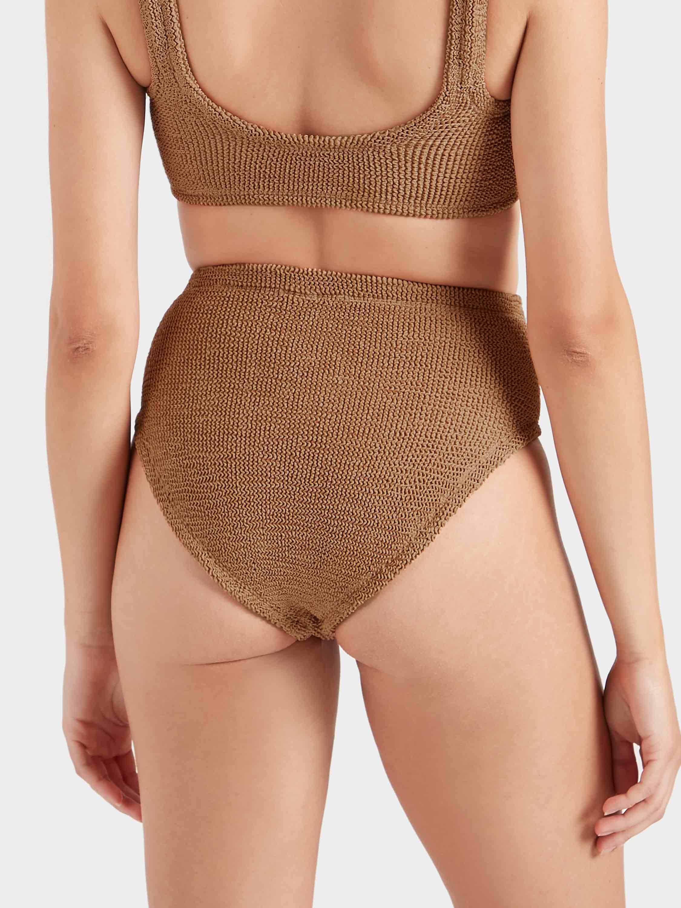 High Waist Bikini Bottom - Metallic Cocoa