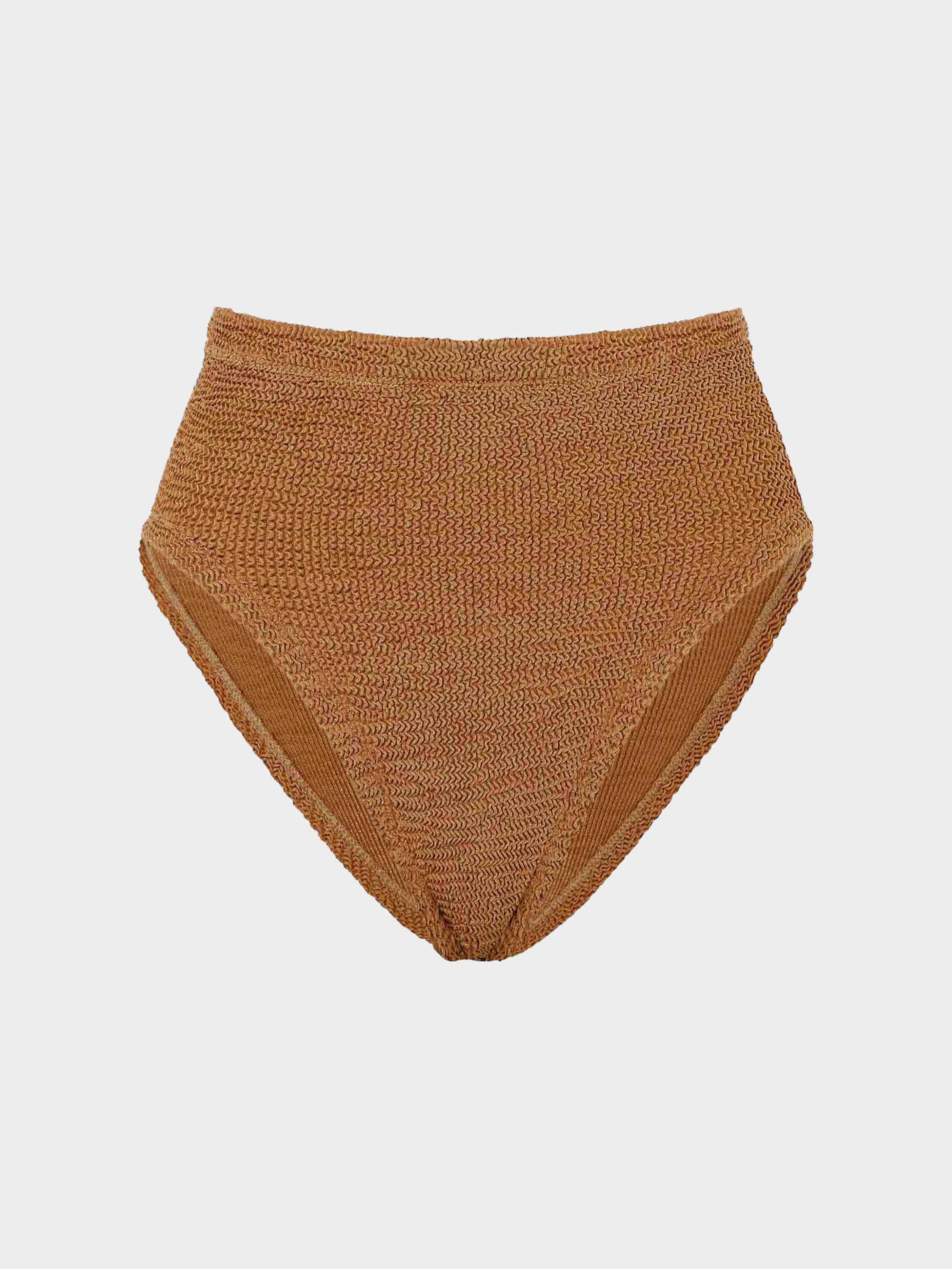 High Waist Bikini Bottom - Metallic Cocoa