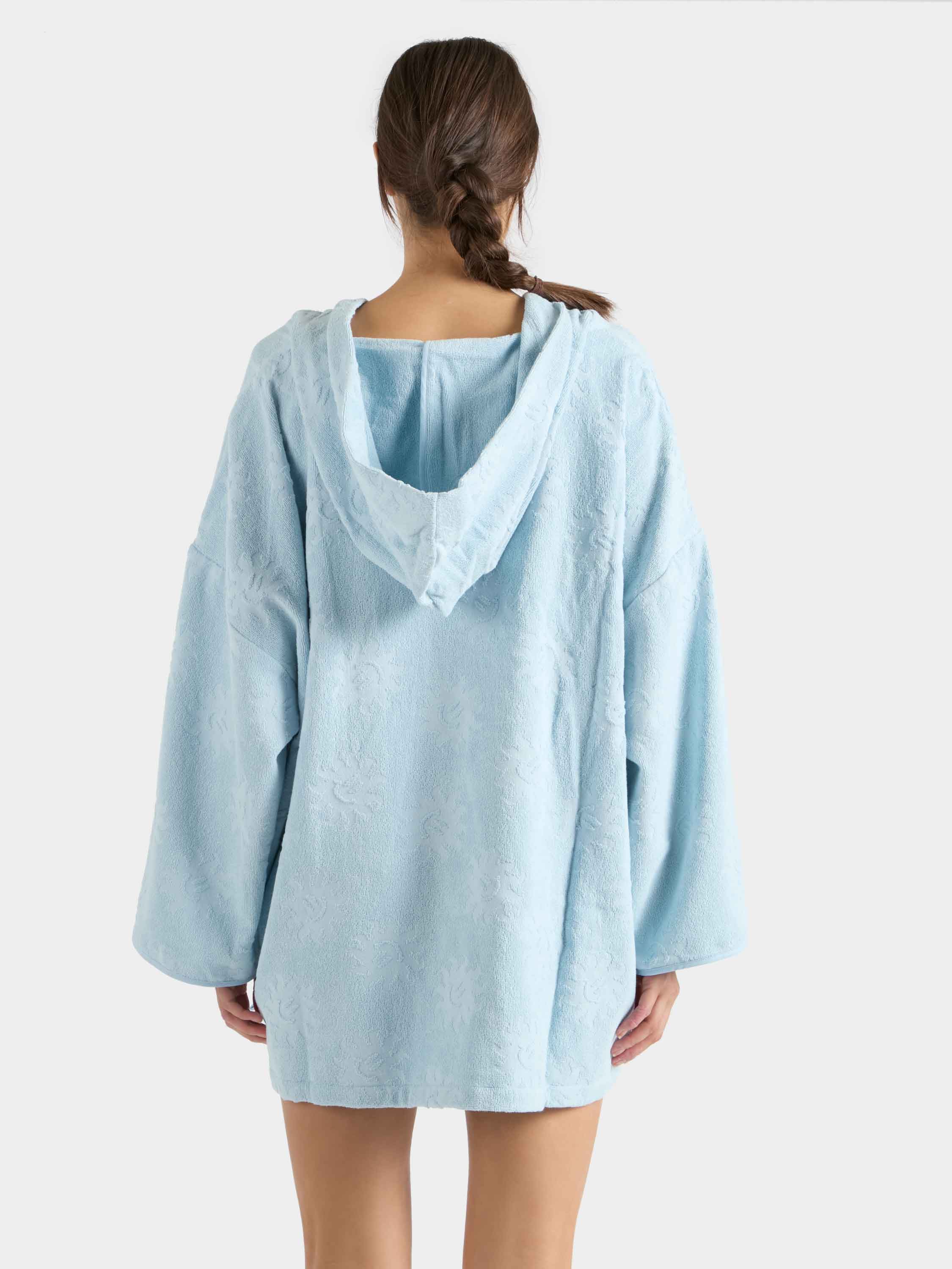 Sunny Towelling Hooded Poncho - Ice Blue