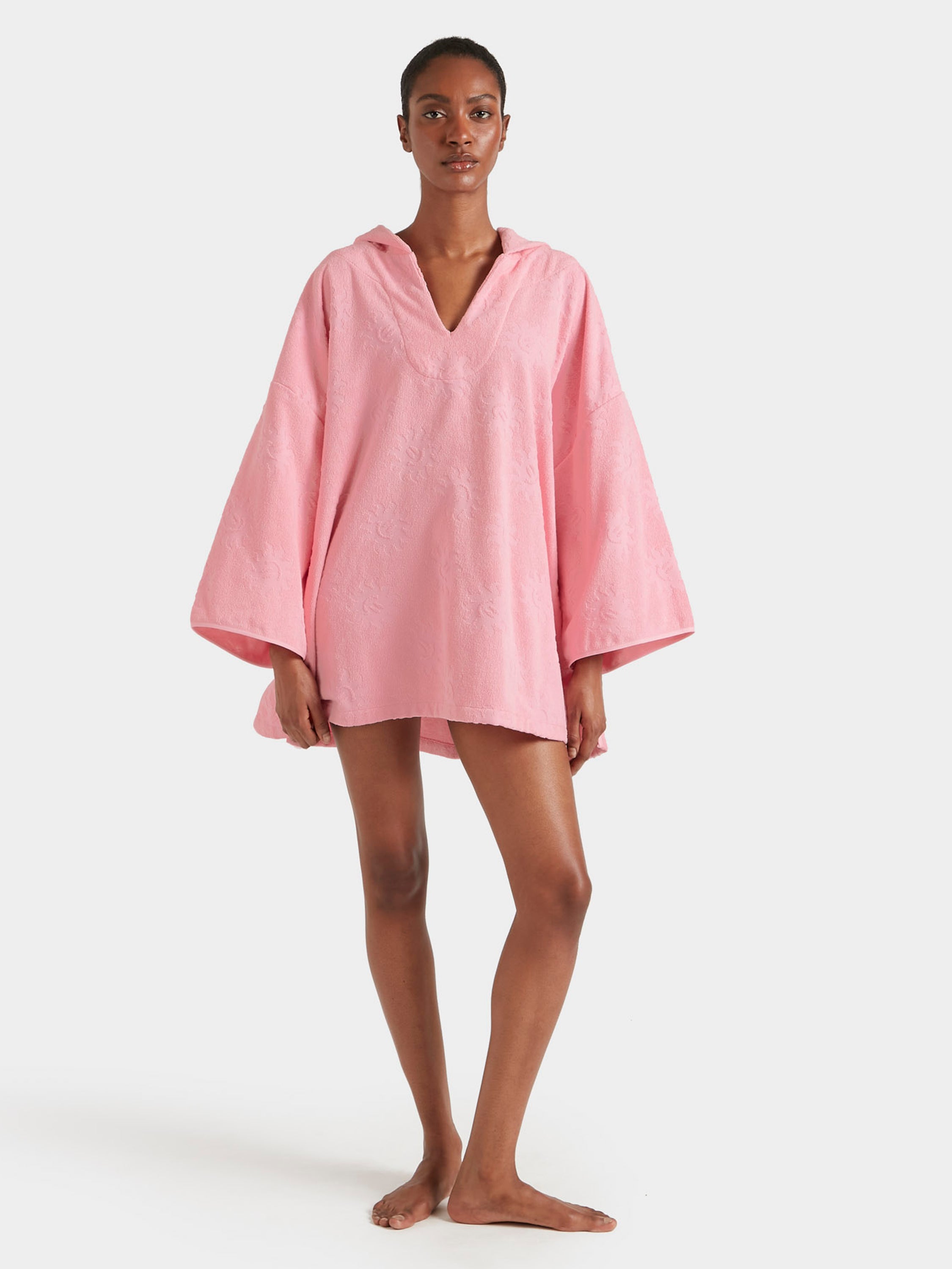 Sunny Towelling Hooded Poncho - Pink