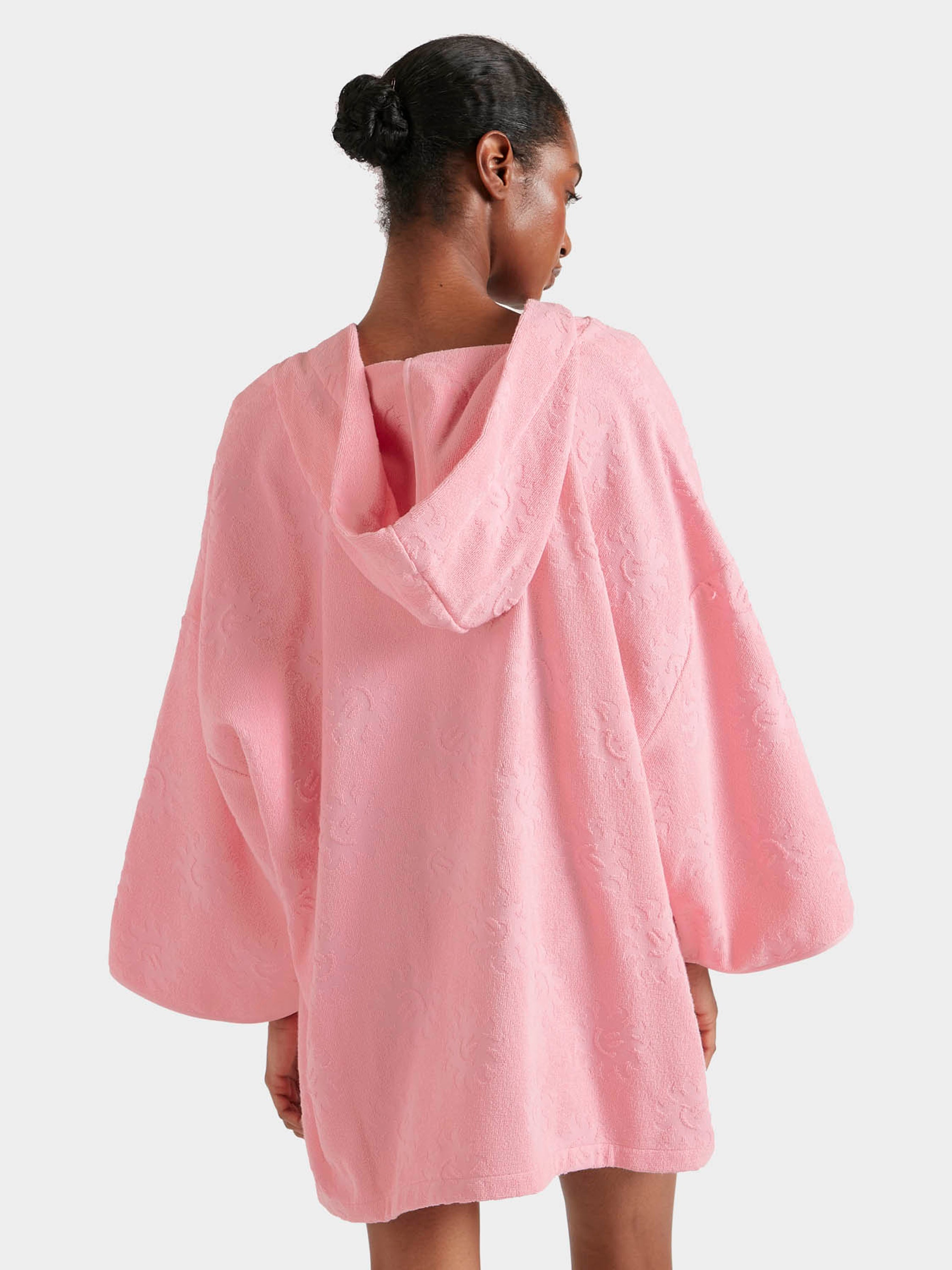 Sunny Towelling Hooded Poncho - Pink