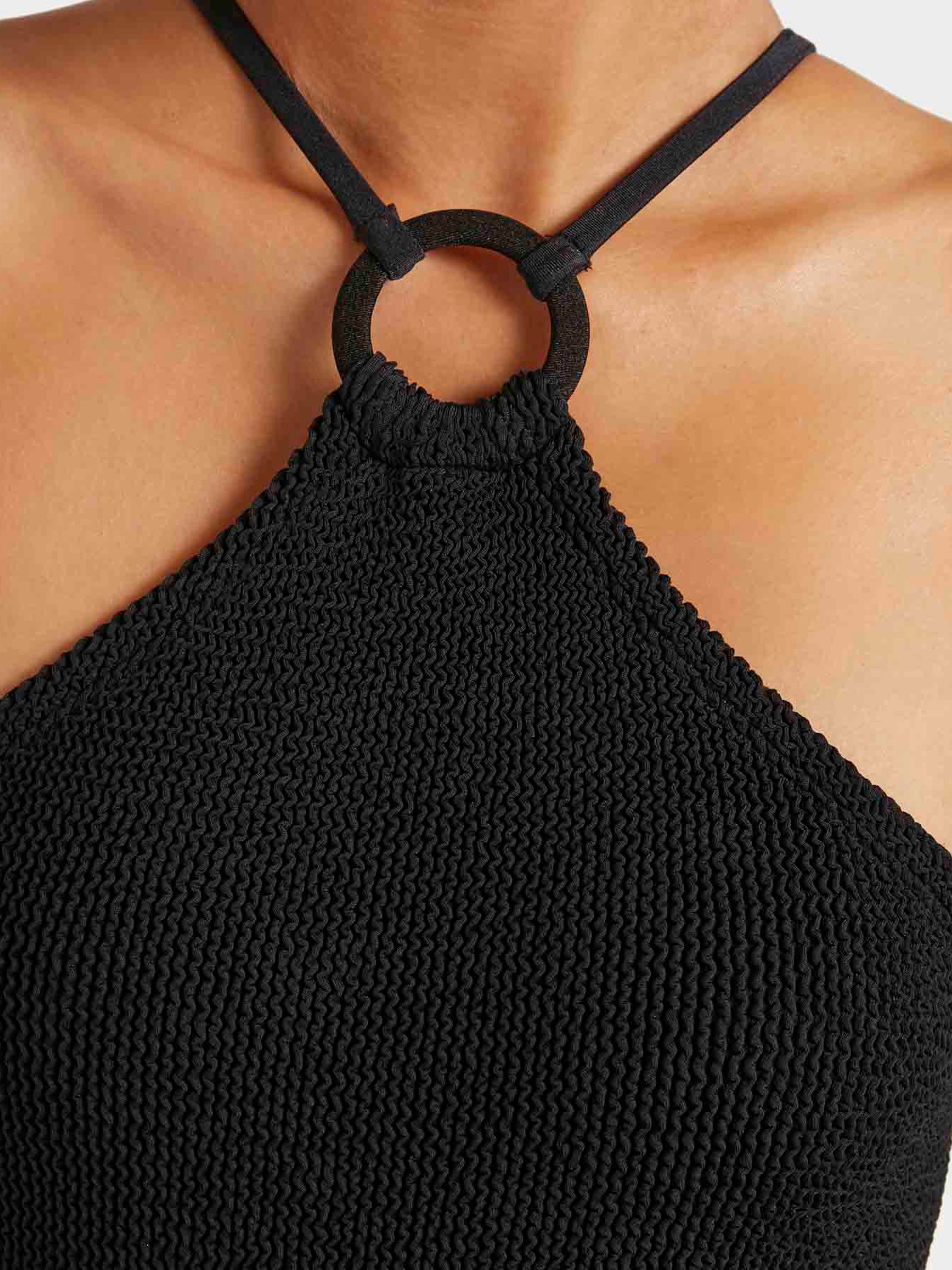 Jasmine Swim With Tonal Hoop - Black