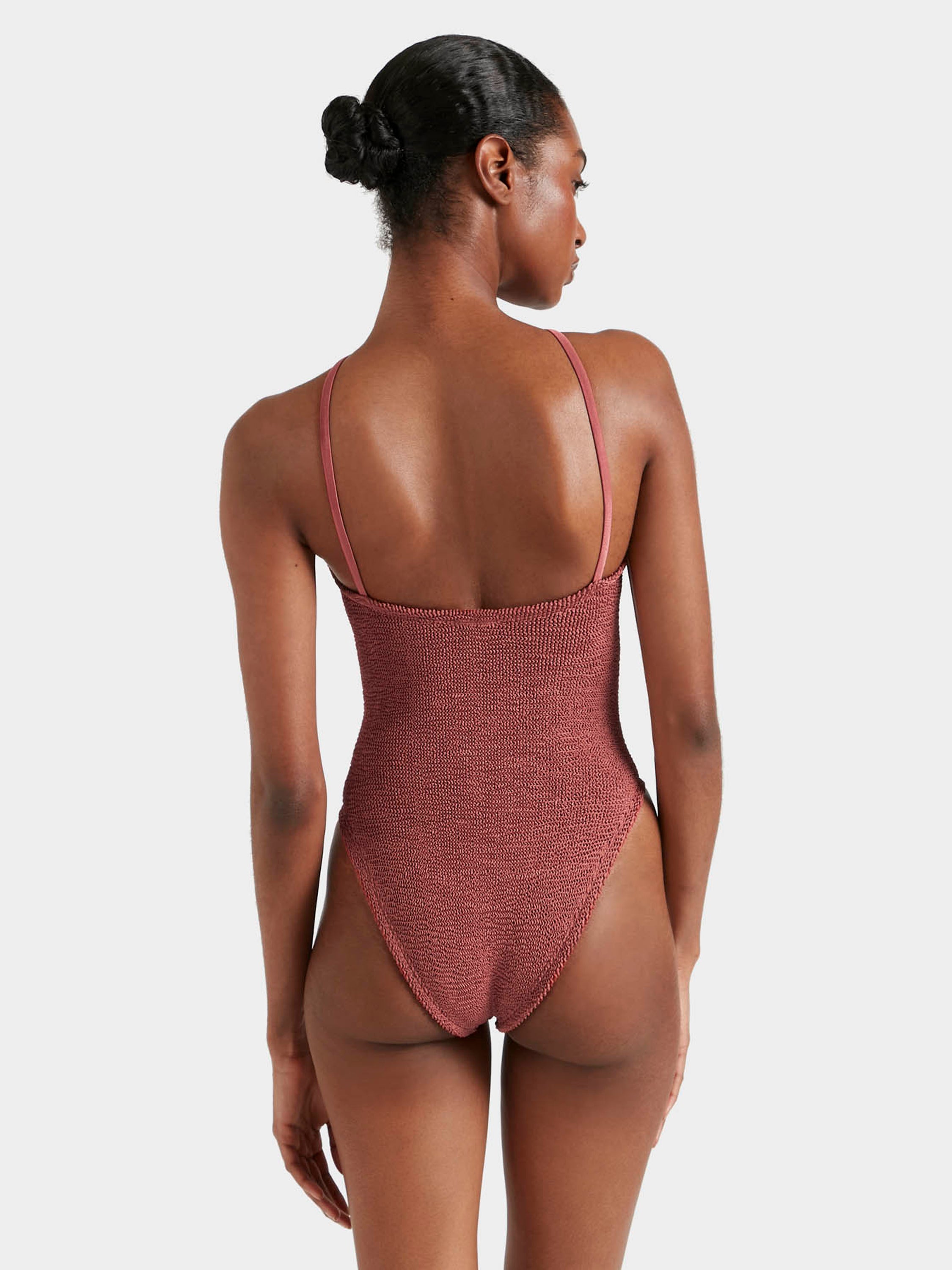 Jasmine Swim With Tonal Hoop - Metallic Rosewood