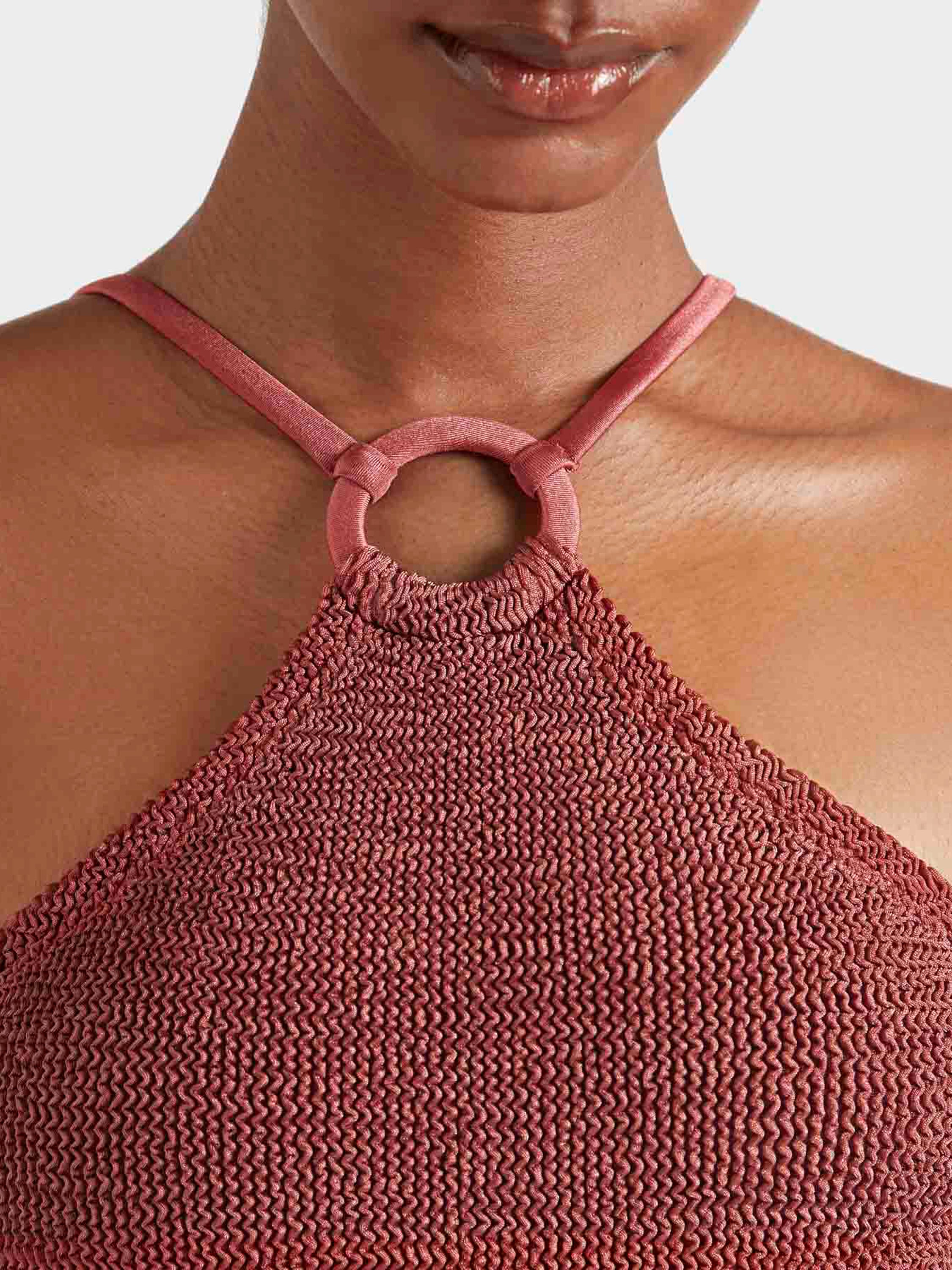 Jasmine Swim With Tonal Hoop - Metallic Rosewood